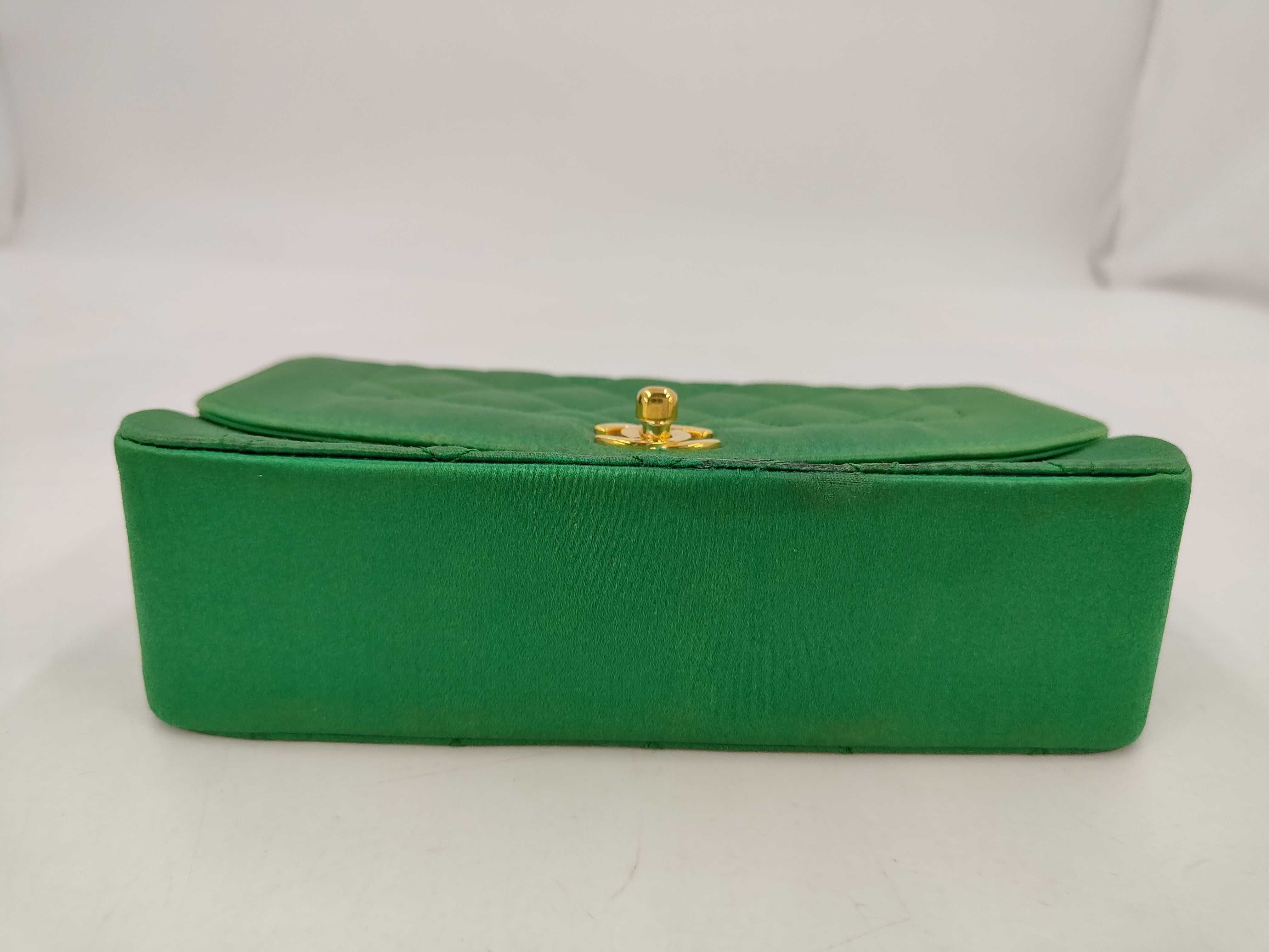 Diana Mini Matelassé Chain Shoulder Bag with GP Hardware, Satin, Green — view 3
