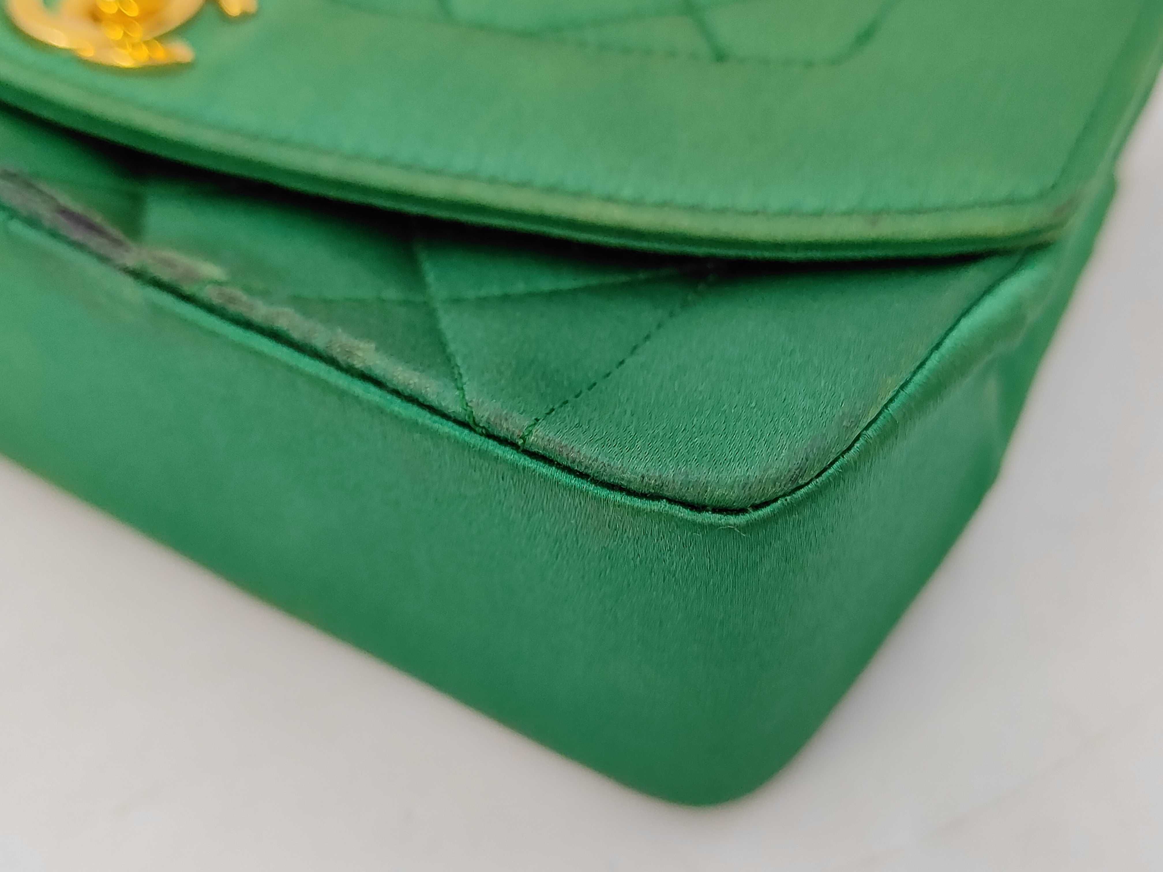 Diana Mini Matelassé Chain Shoulder Bag with GP Hardware, Satin, Green — view 4
