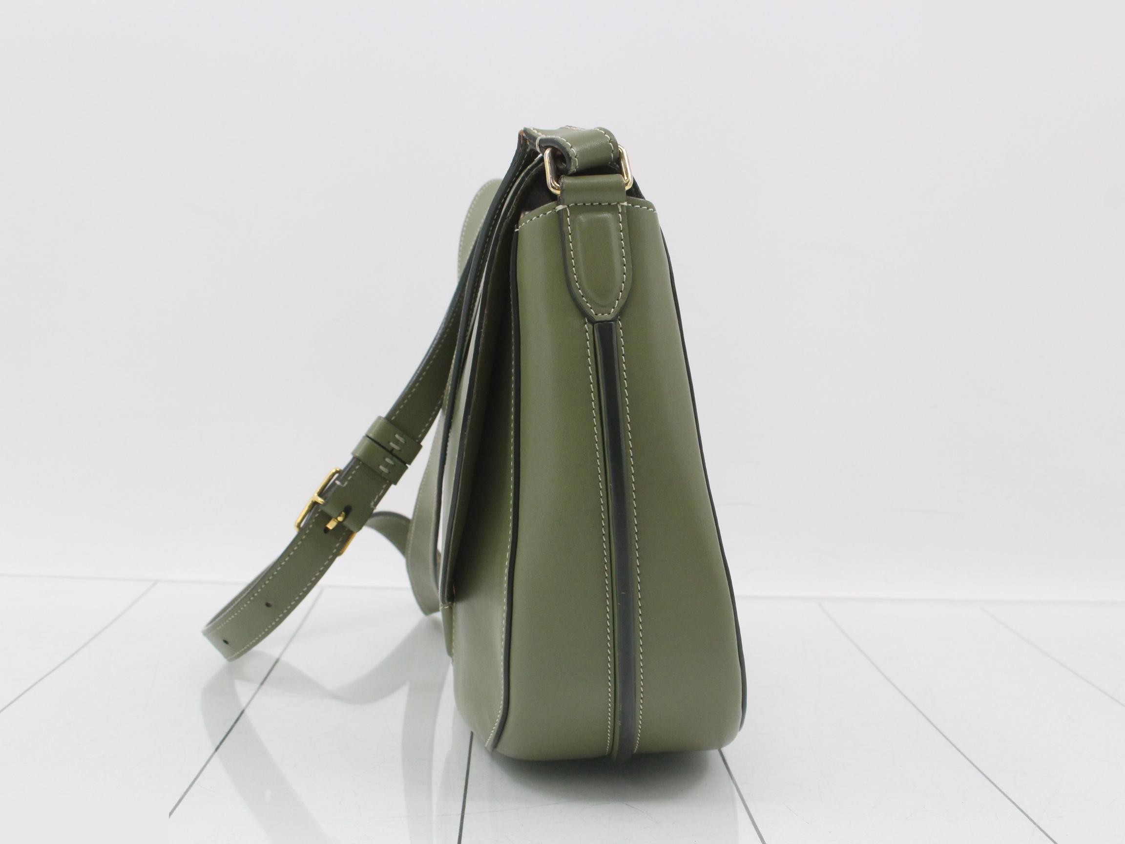Trotter Shoulder Bag, Calfskin, Green/Khaki — view 3