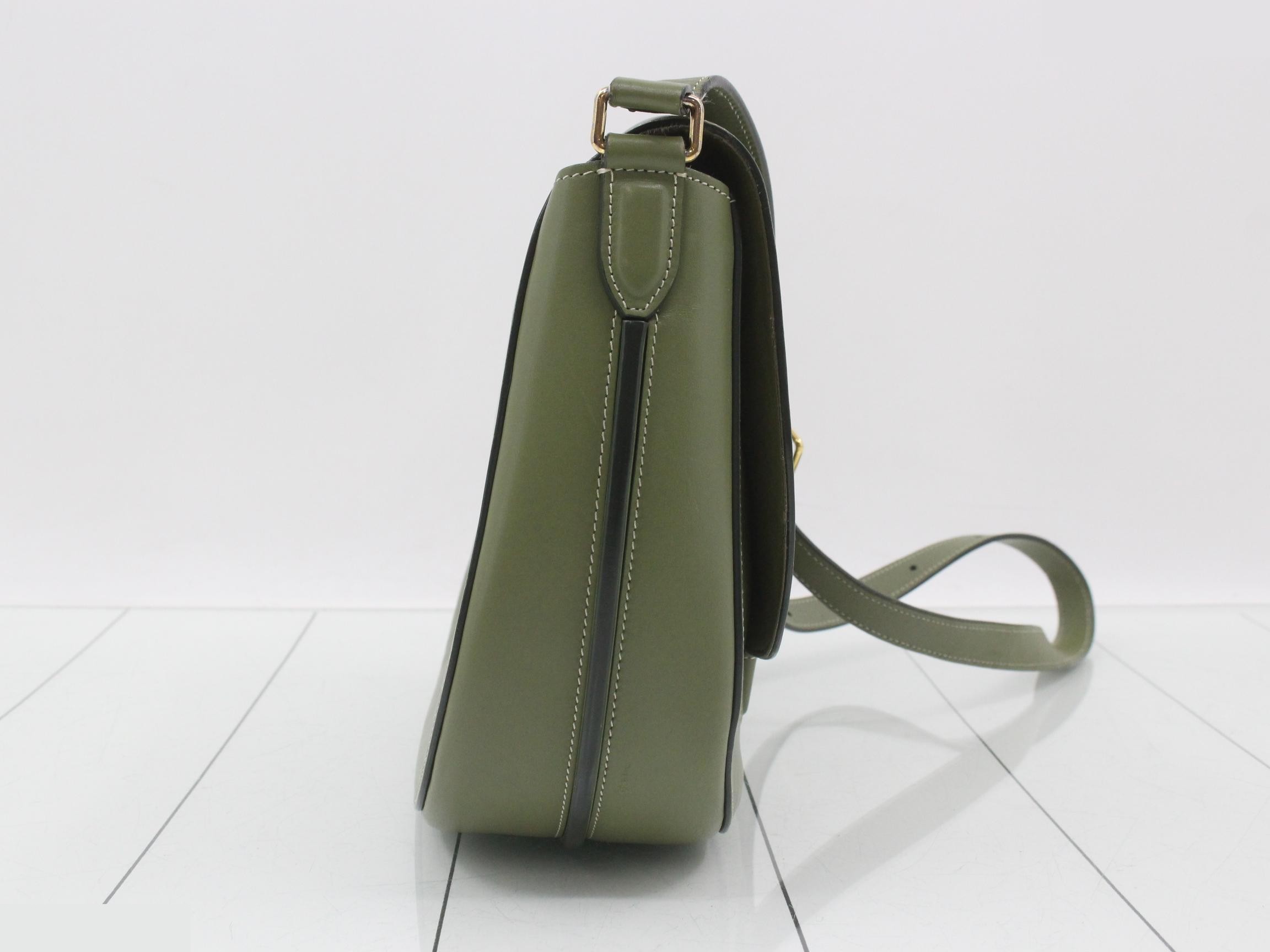 Trotter Shoulder Bag, Calfskin, Green/Khaki — view 4
