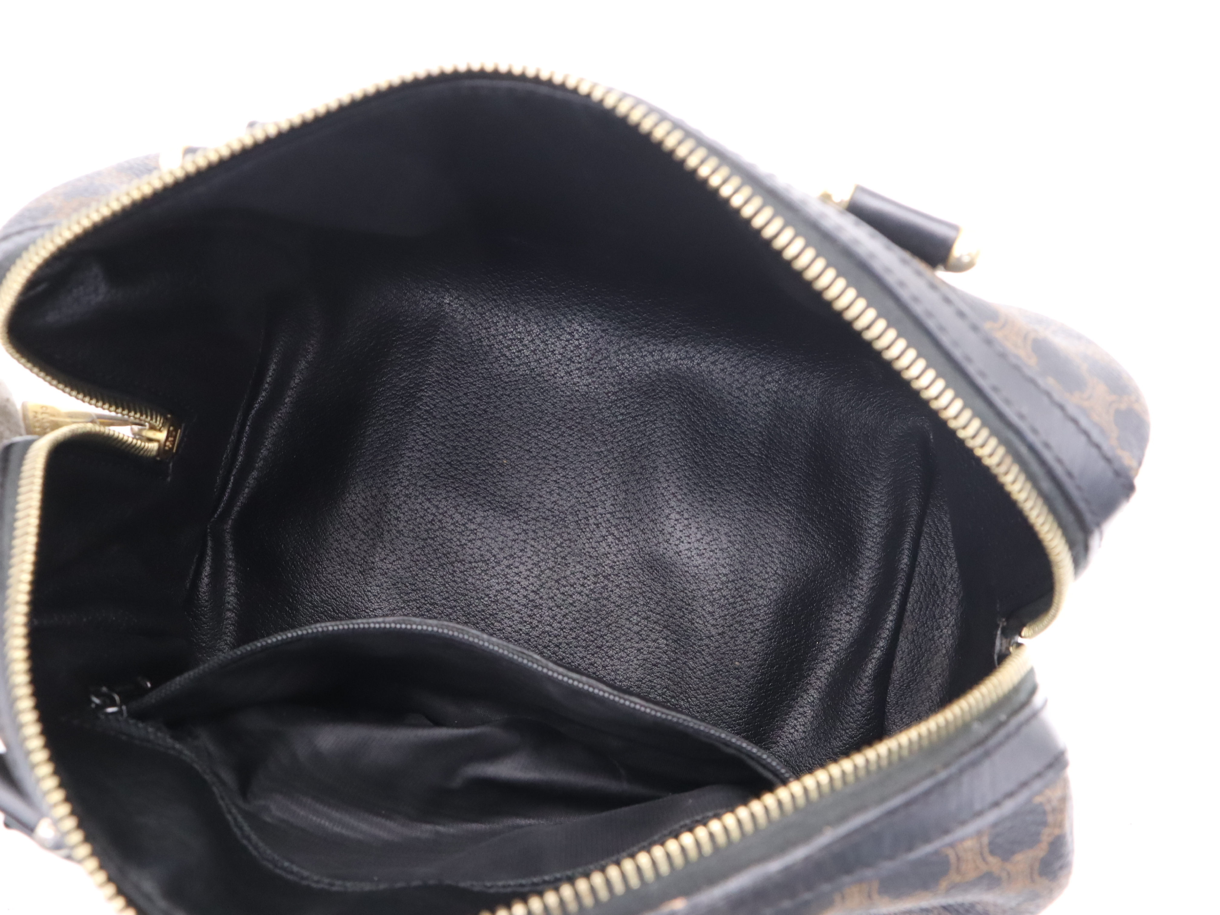 Mini Boston Bag, Black/Brown, Gold Hardware, Handbag — view 11
