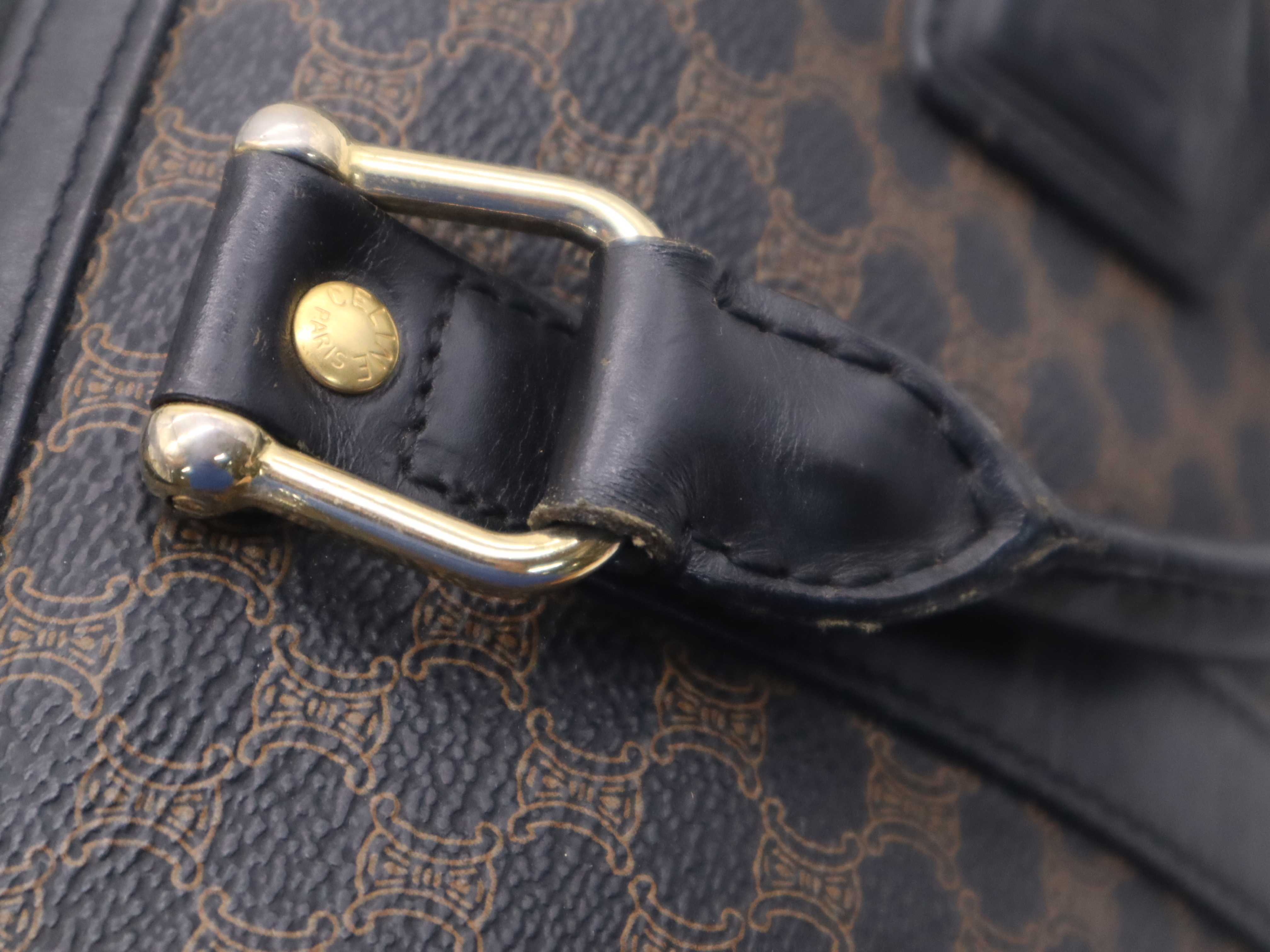 Mini Boston Bag, Black/Brown, Gold Hardware, Handbag — view 9