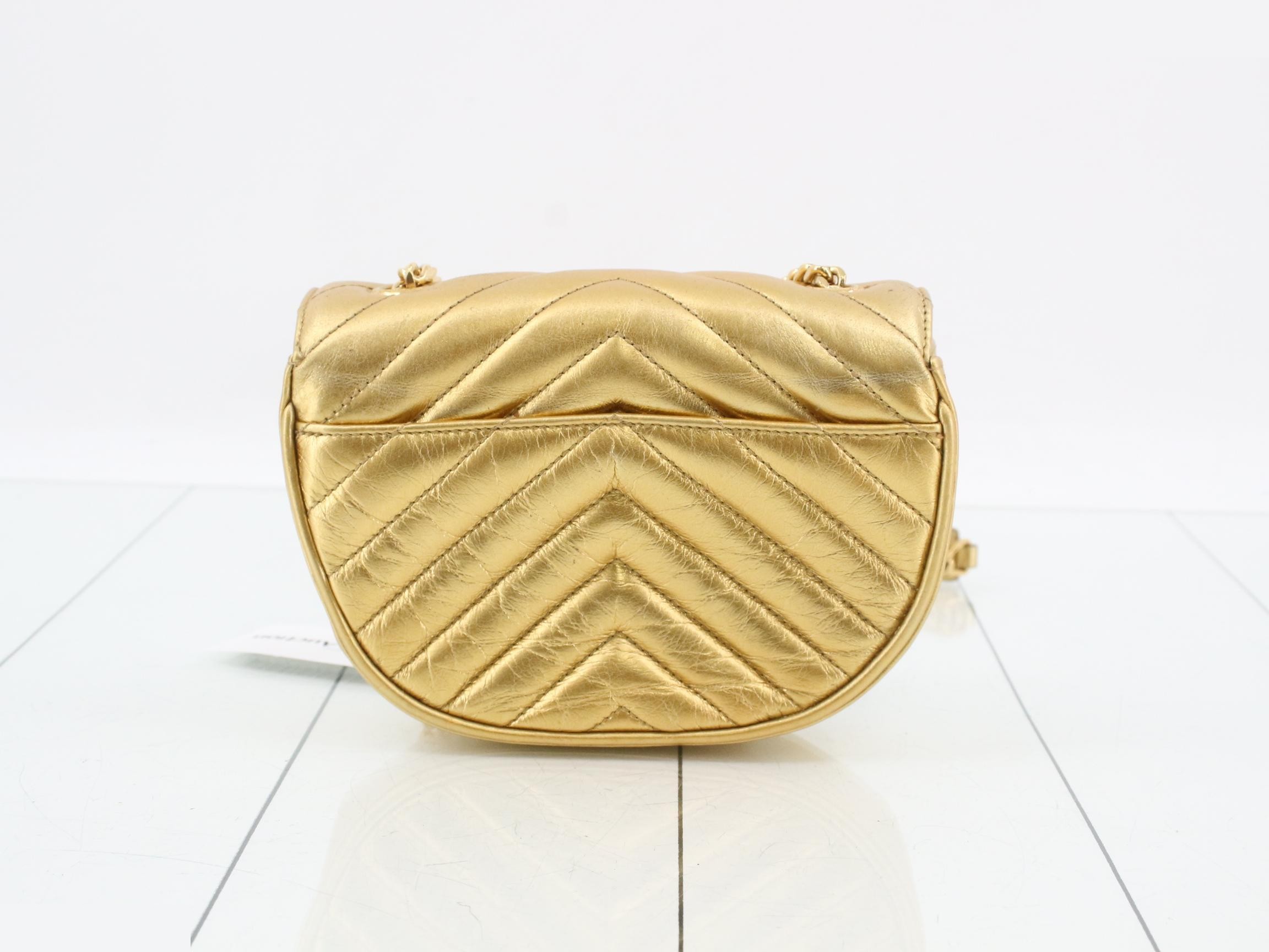 Cassandra V-stitch Leather Chain Shoulder Bag — view 2