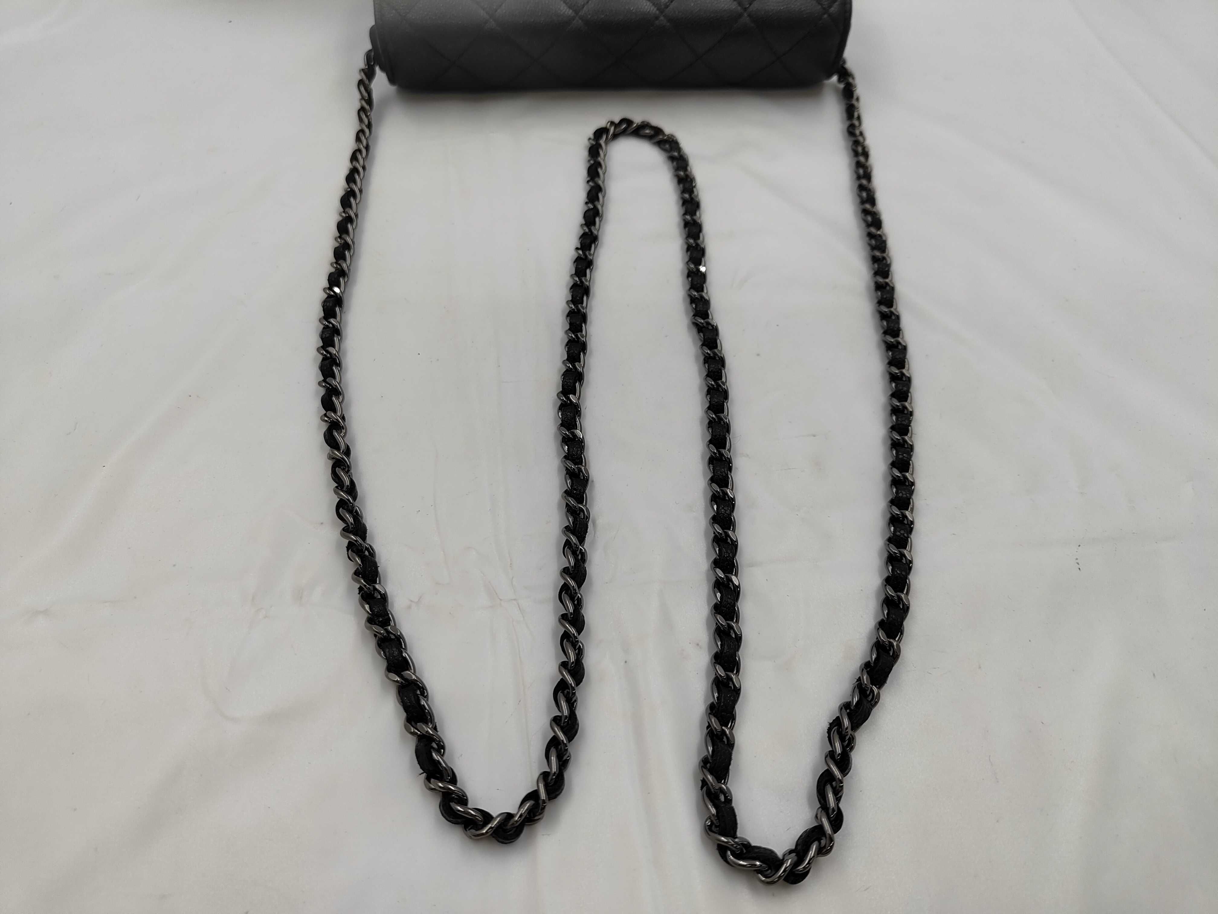 WOC Black Calfskin Shoulder Bag with Silver Hardware — view 3
