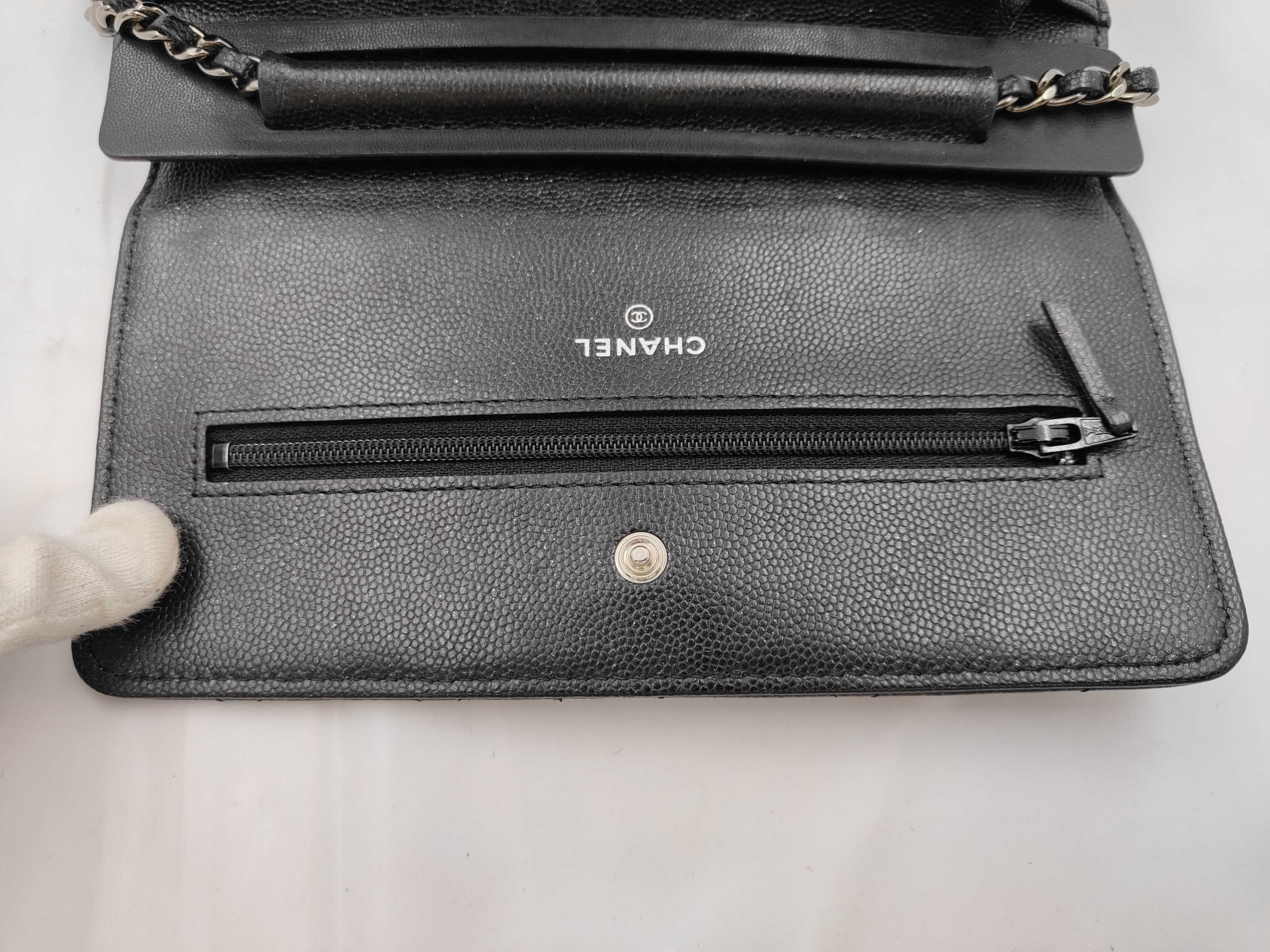 WOC Black Calfskin Shoulder Bag with Silver Hardware — view 7