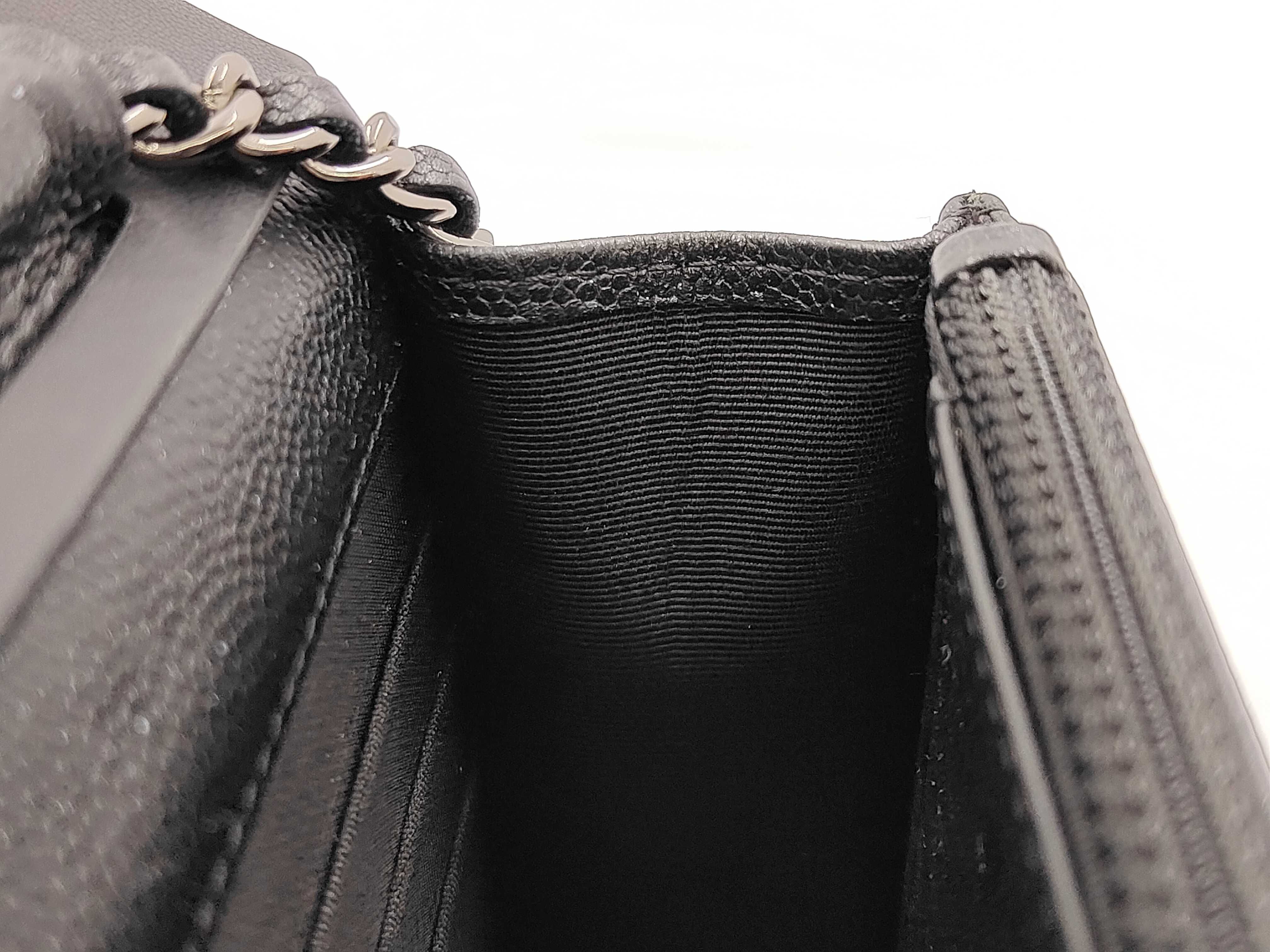 WOC Black Calfskin Shoulder Bag with Silver Hardware — view 9