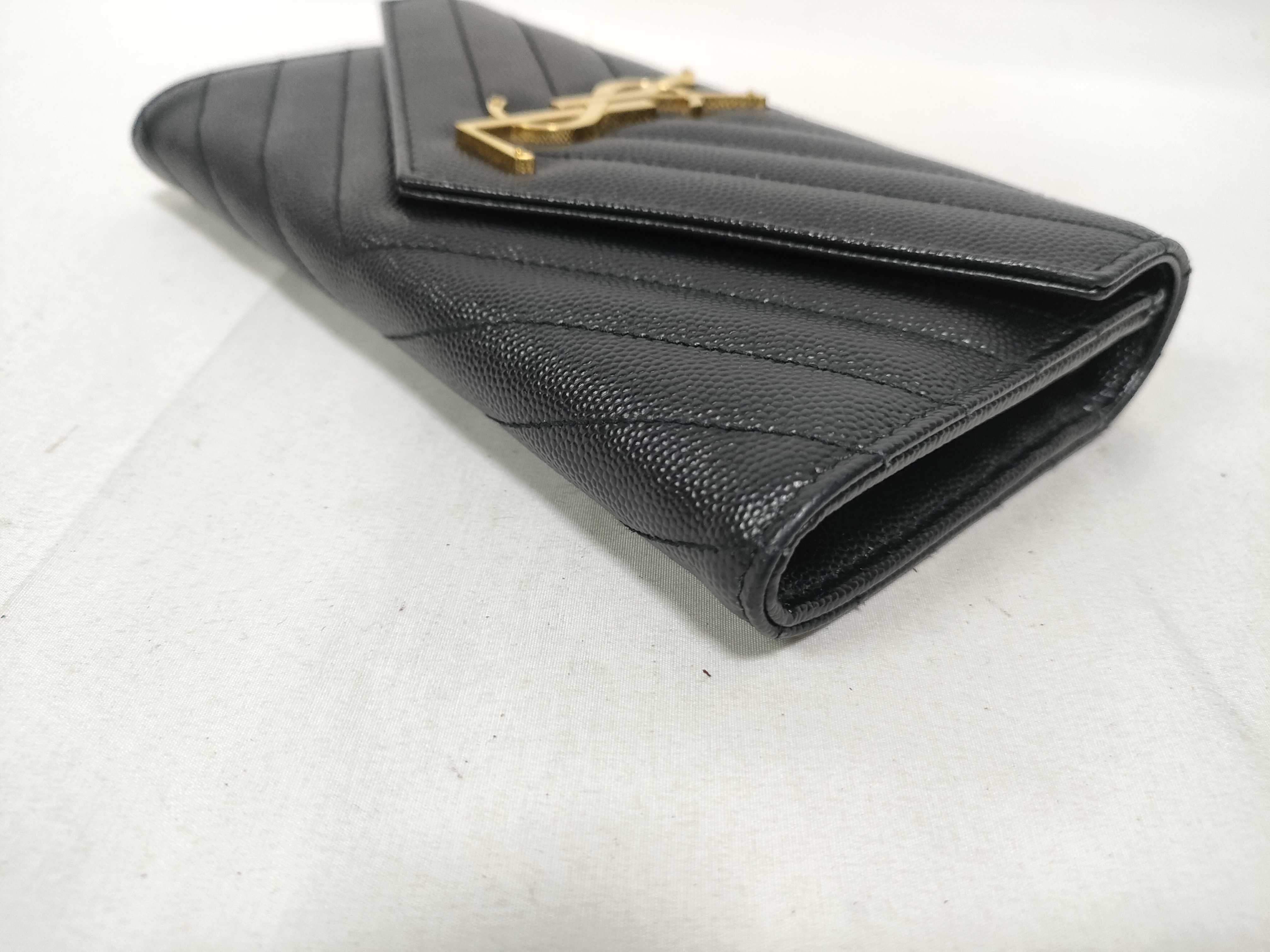 Long Wallet, Flap Closure, Black Caviar Leather — view 3