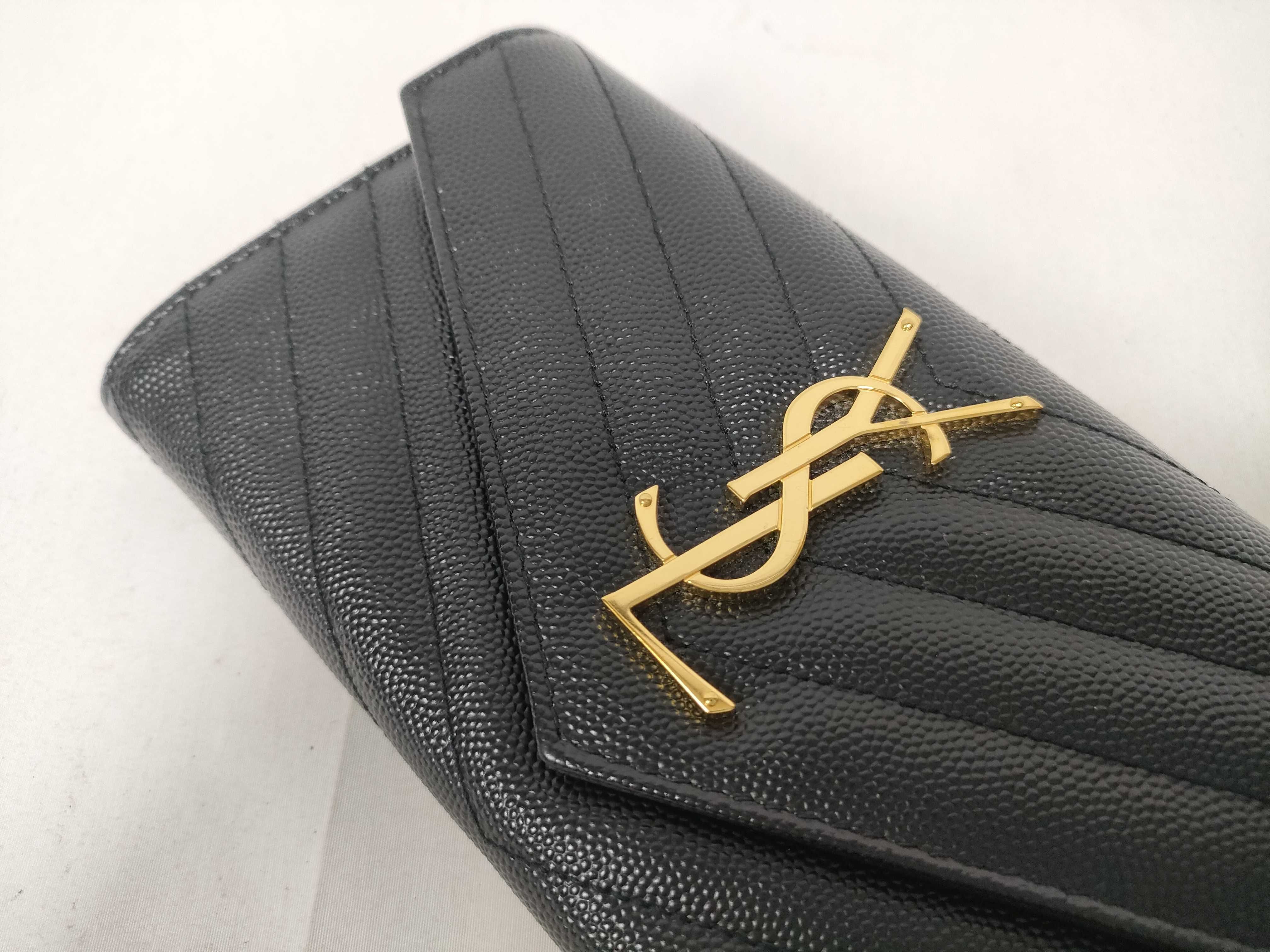 Long Wallet, Flap Closure, Black Caviar Leather — view 4