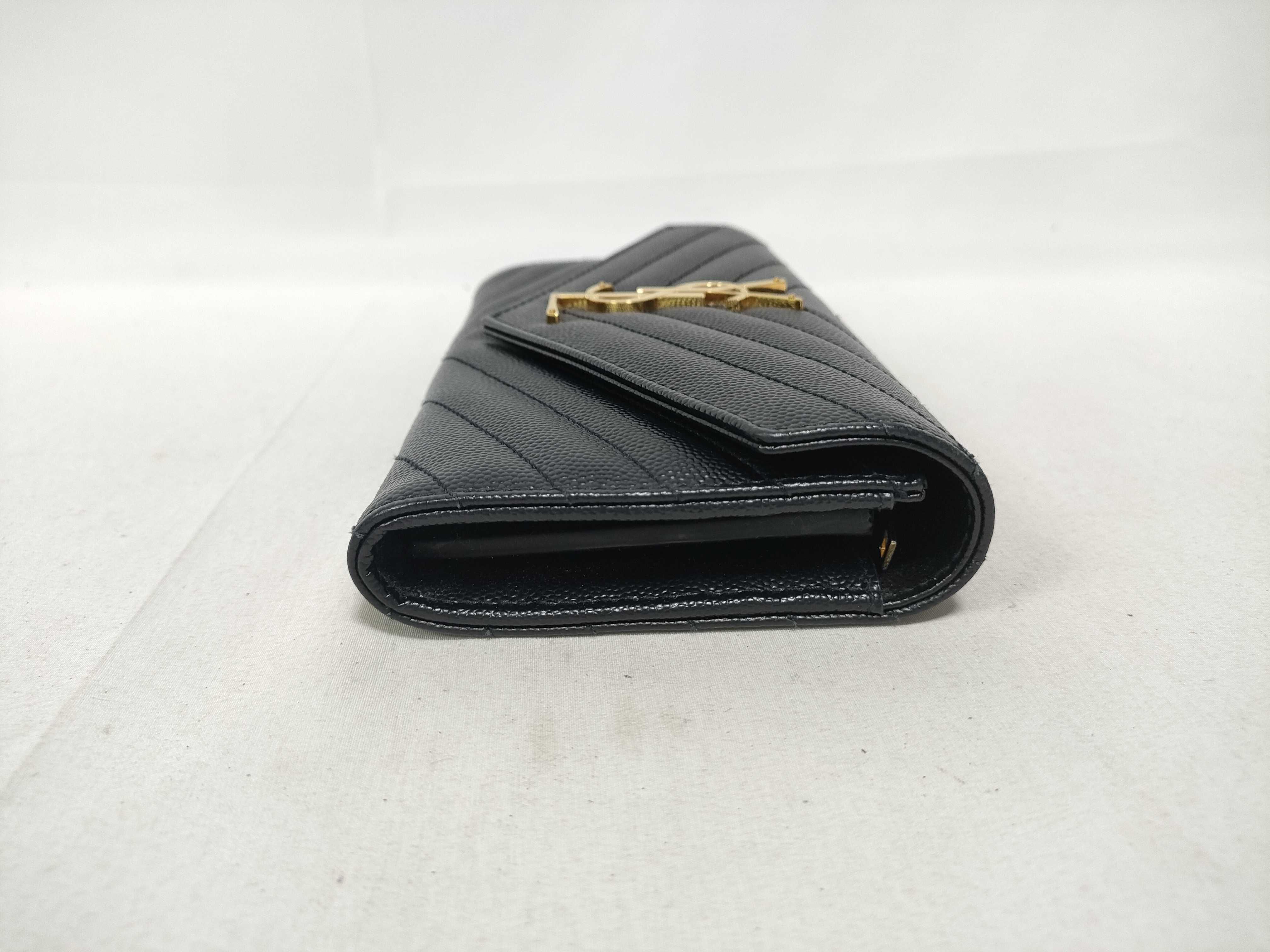 Long Wallet, Flap Closure, Black Caviar Leather — view 5