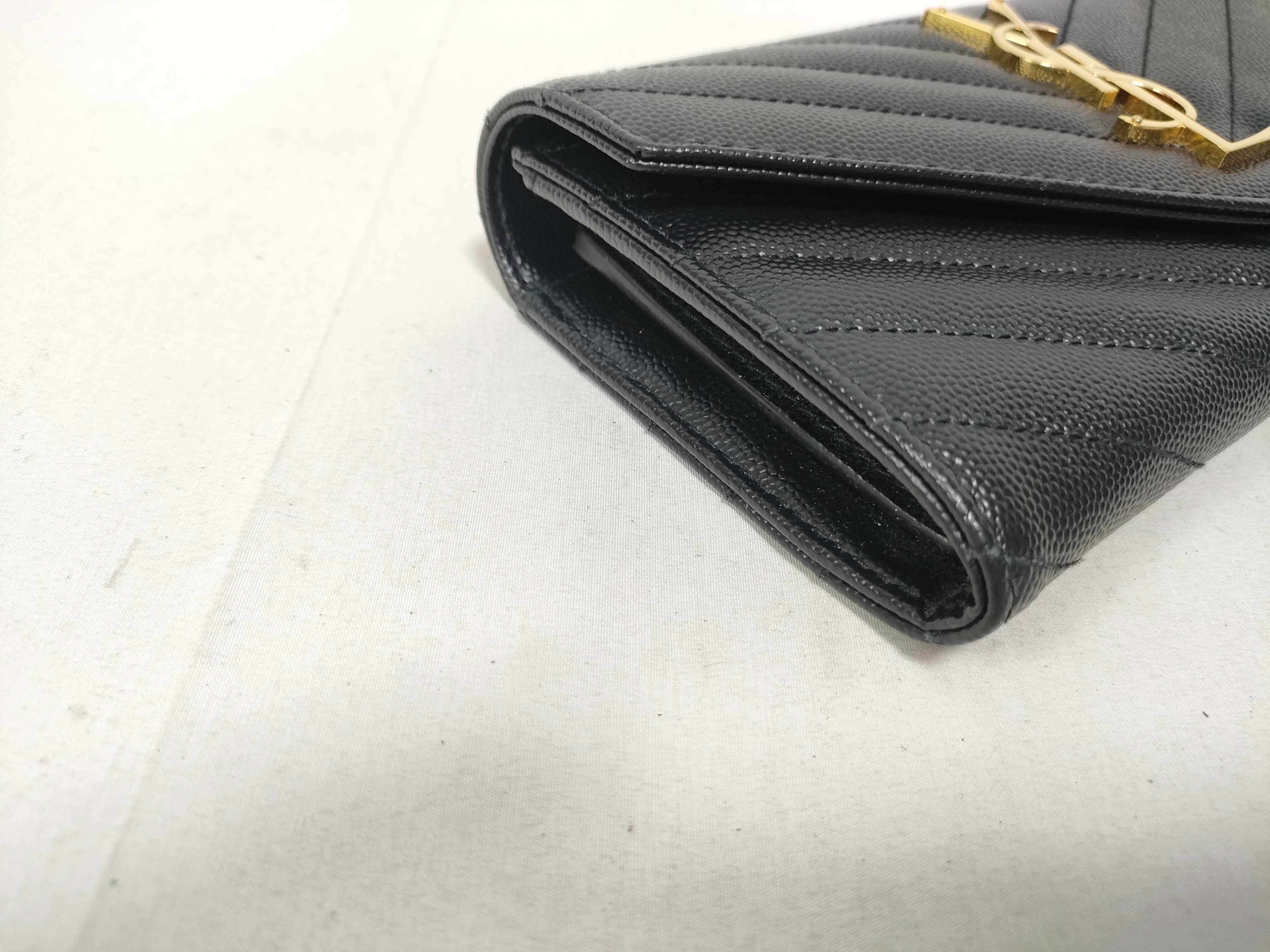 Long Wallet, Flap Closure, Black Caviar Leather — view 7