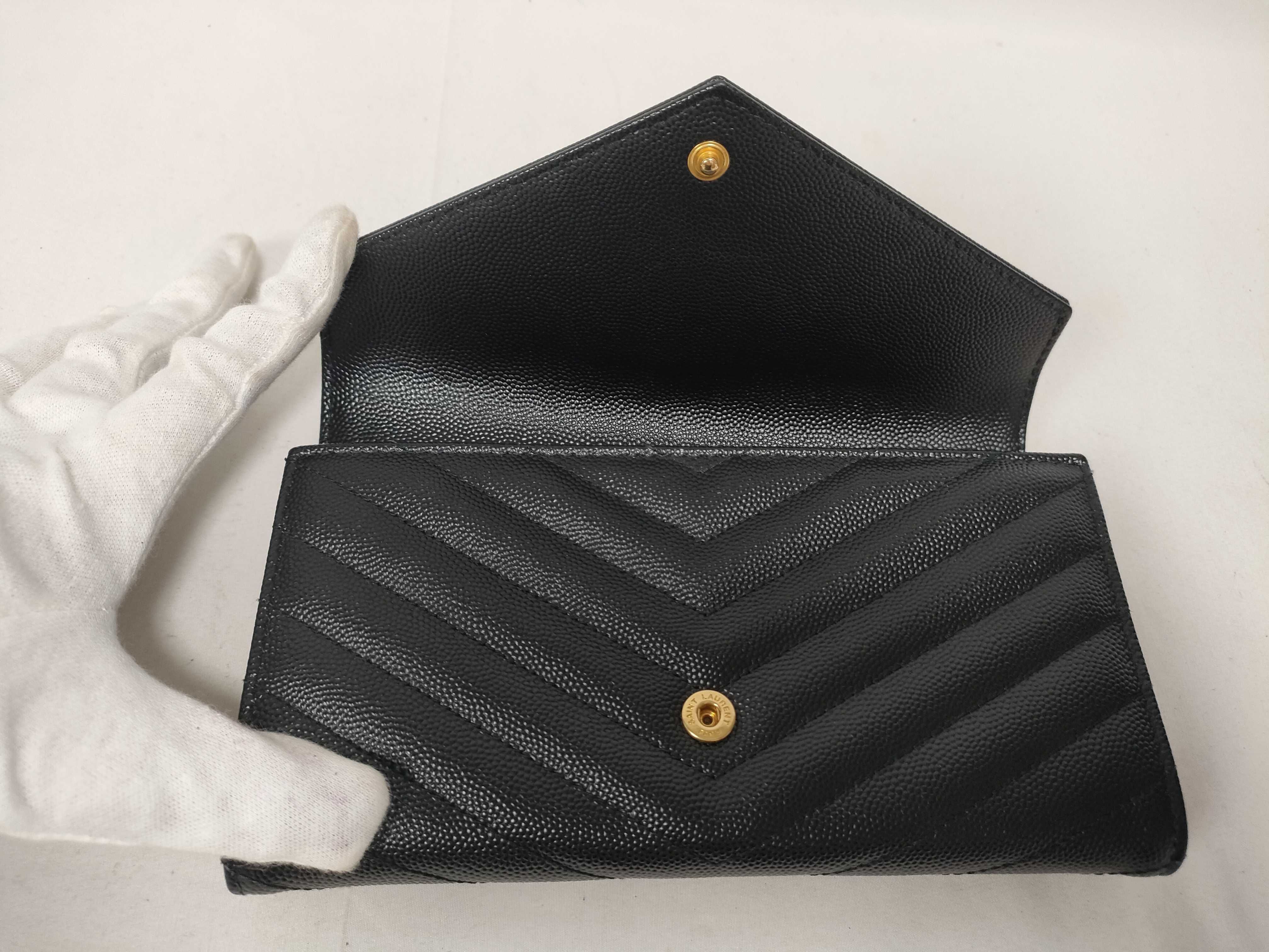 Long Wallet, Flap Closure, Black Caviar Leather — view 9
