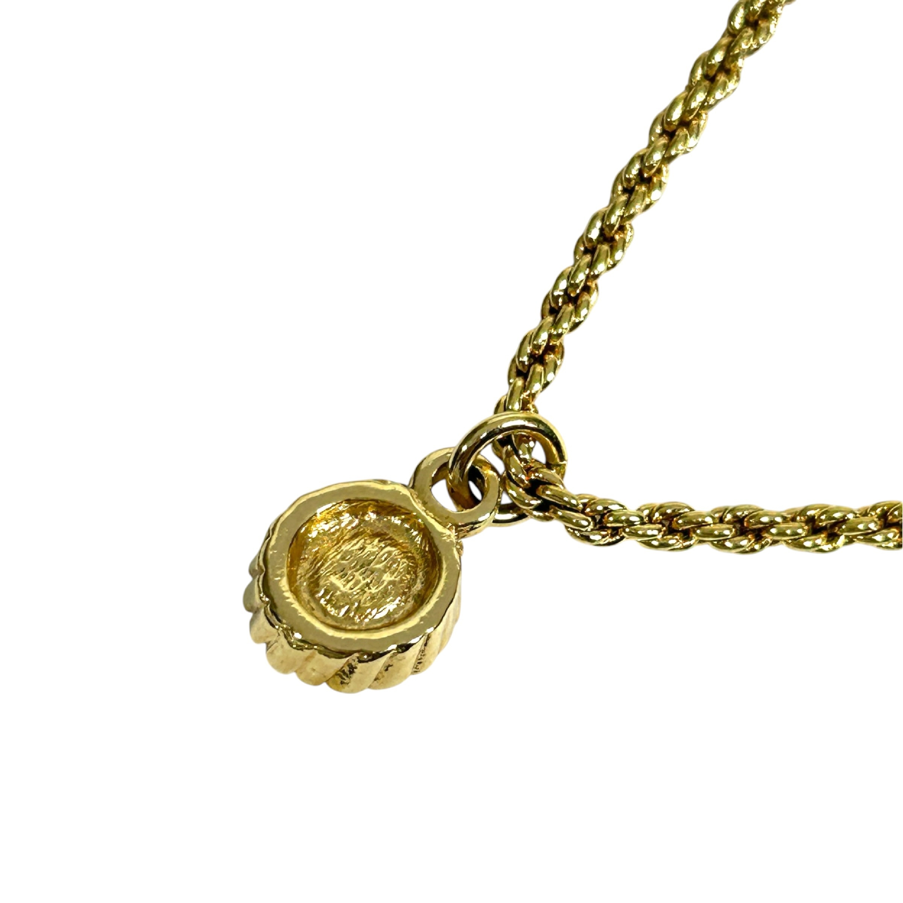necklace with 1 rhinestone, circle design, twisted chain, 44cm total length, 0.8cm pendant width, gold-toned. — view 2