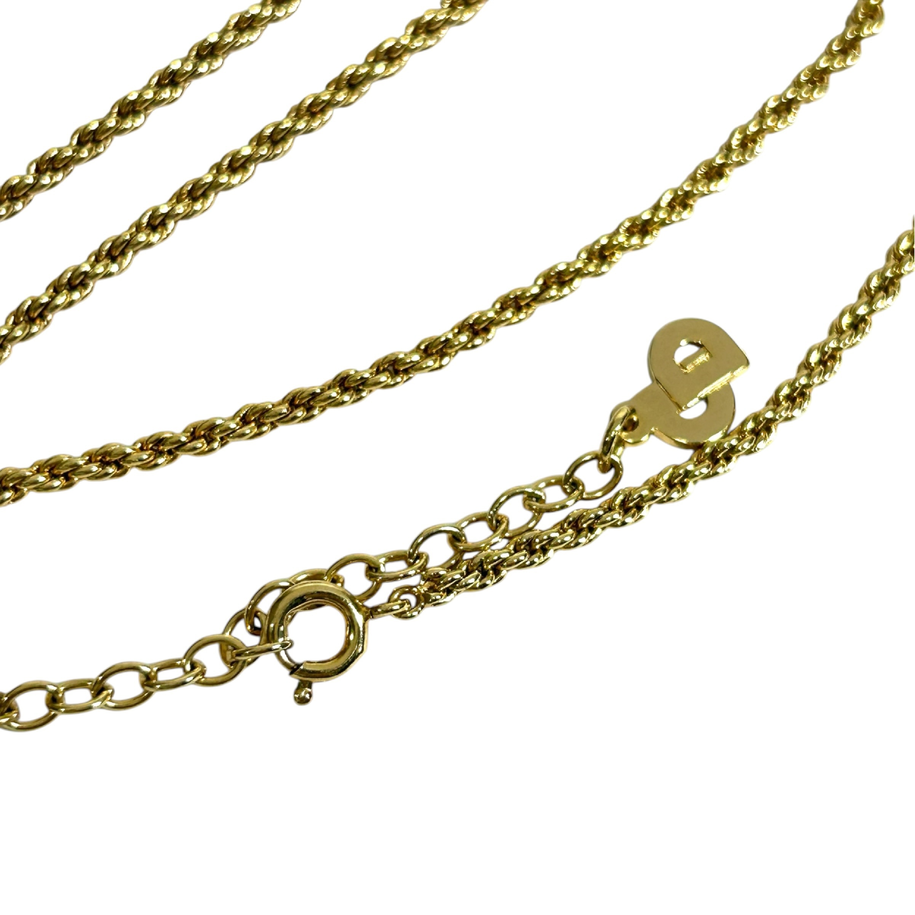necklace with 1 rhinestone, circle design, twisted chain, 44cm total length, 0.8cm pendant width, gold-toned. — view 5