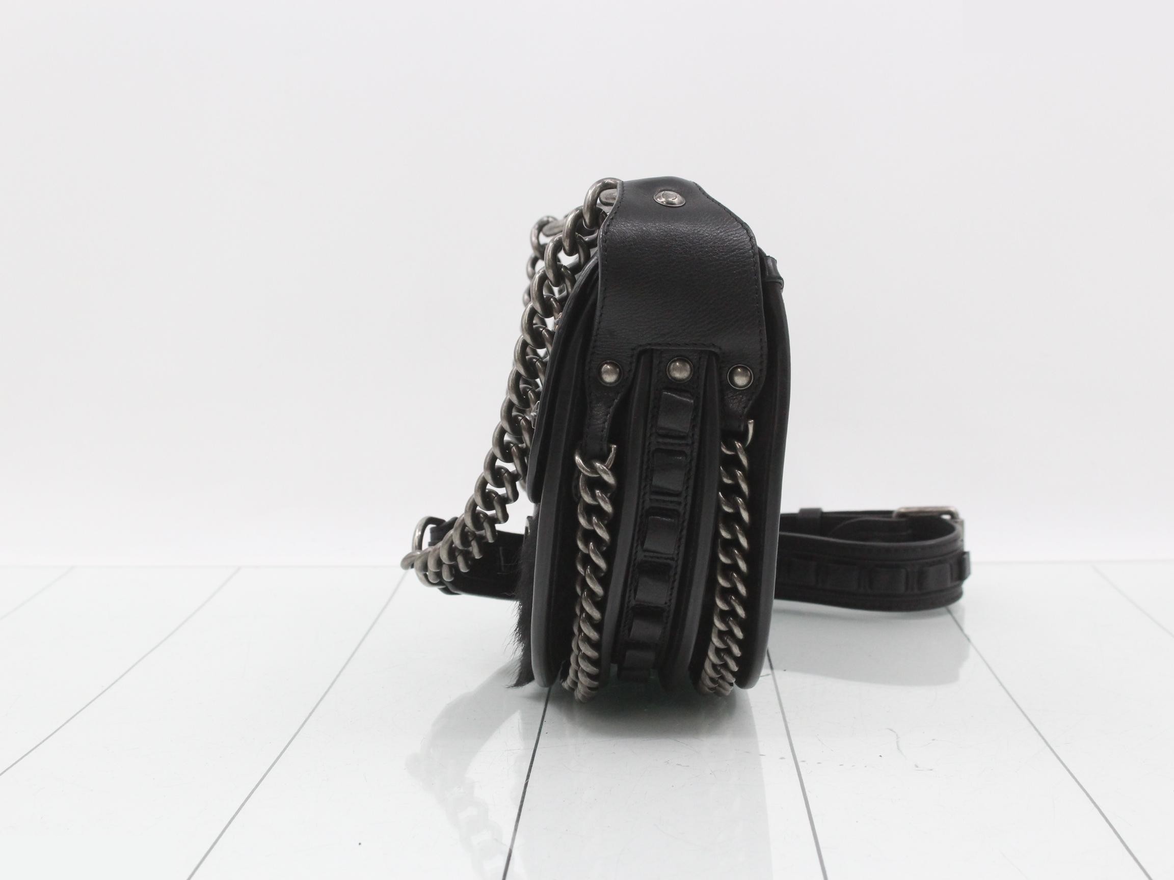 Paris Dallas Calfskin x Leather Chain Shoulder Bag — view 3
