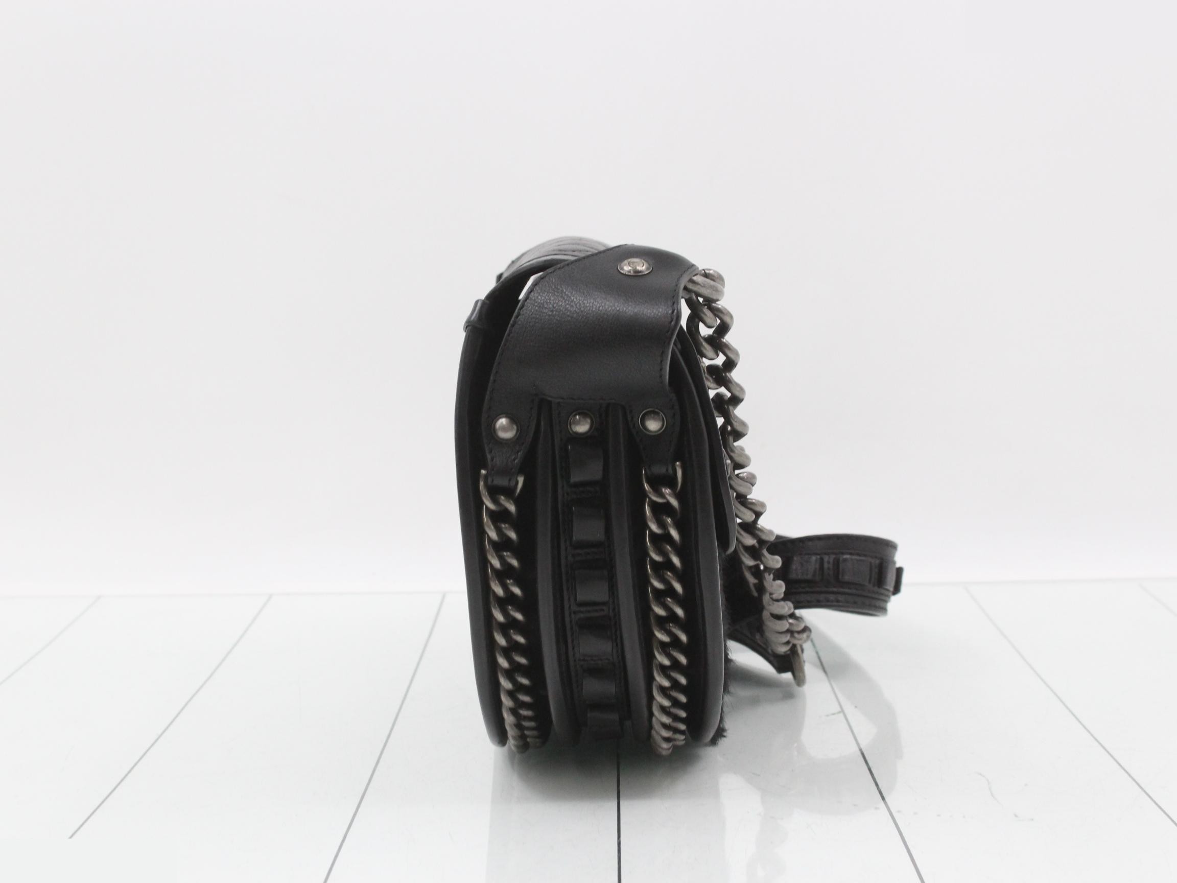 Paris Dallas Calfskin x Leather Chain Shoulder Bag — view 4