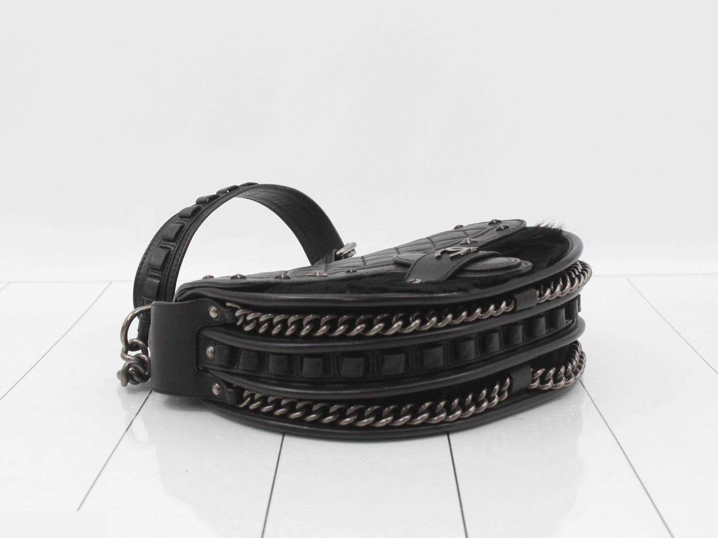 Paris Dallas Calfskin x Leather Chain Shoulder Bag — view 5