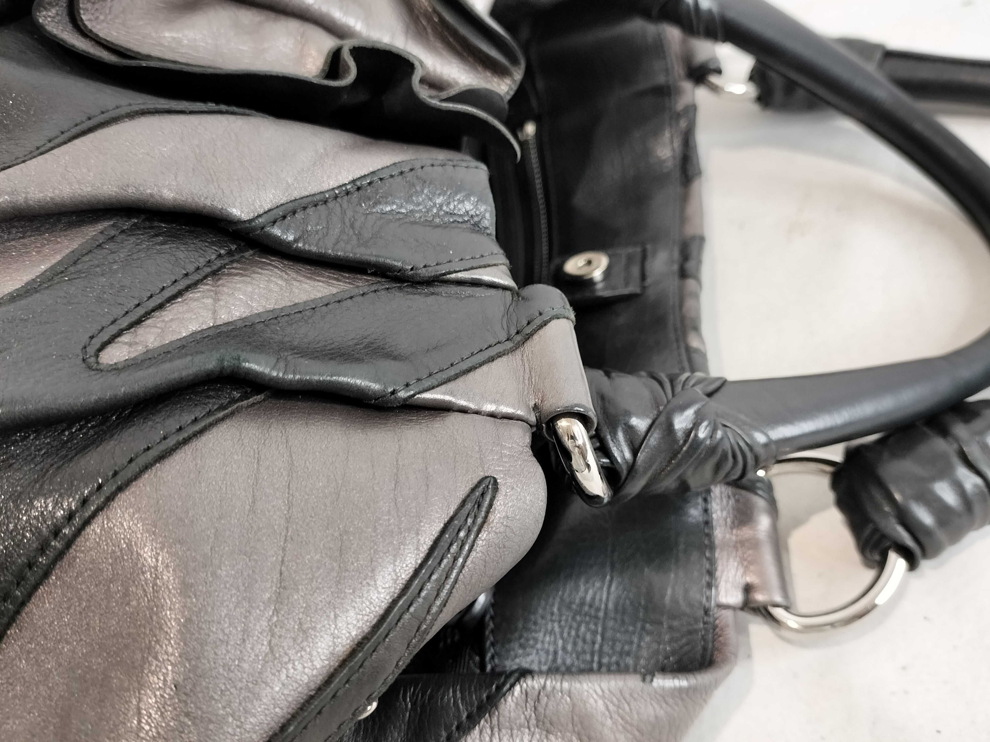VITELLINO MORDO Leather Frill Stripe Handbag — view 6