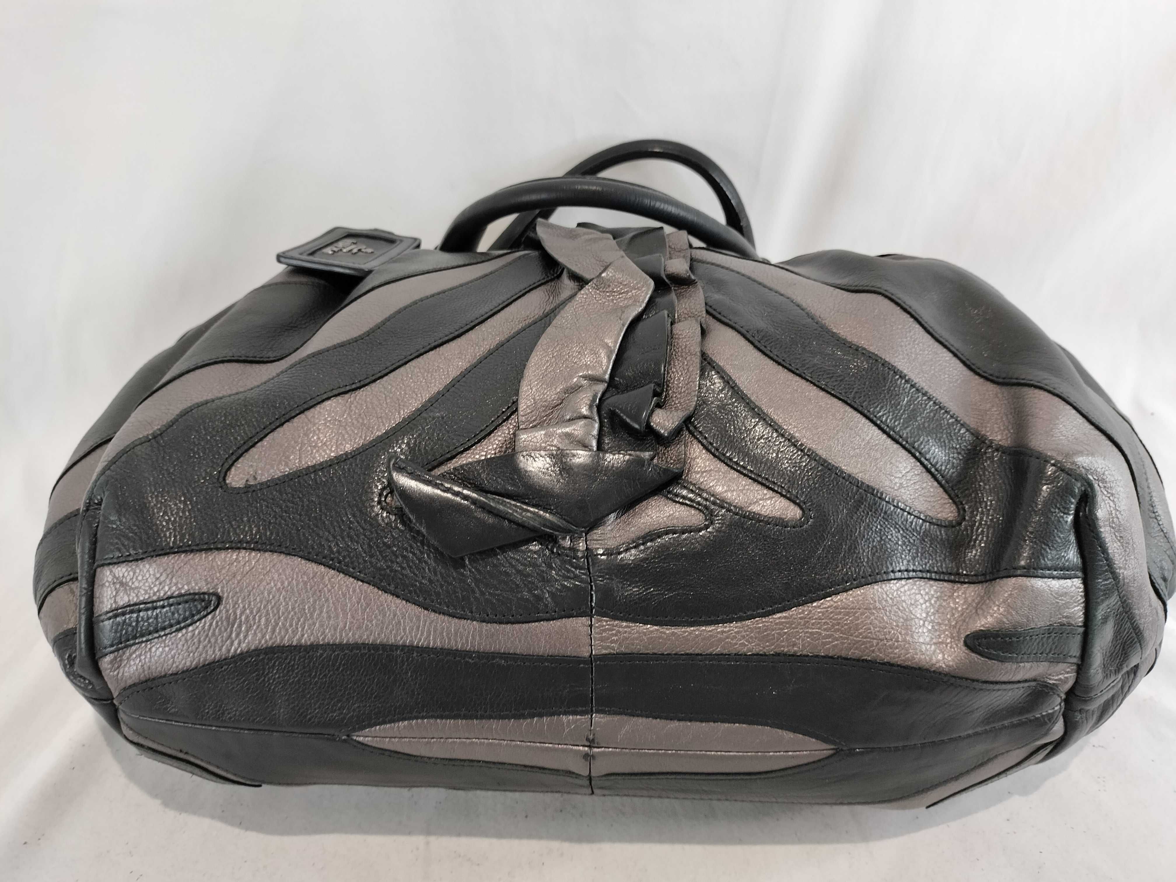 VITELLINO MORDO Leather Frill Stripe Handbag — view 8
