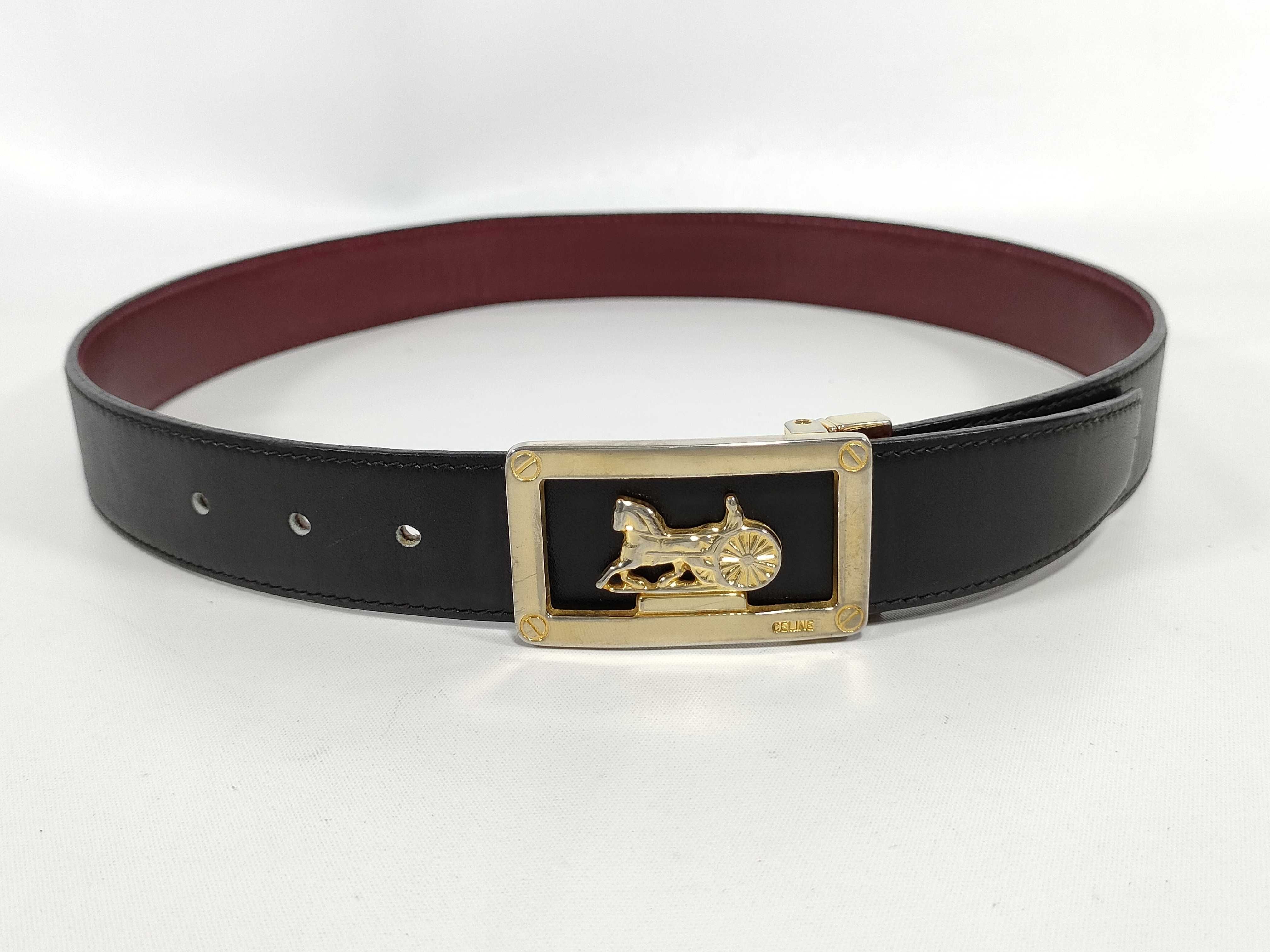 carriage buckle leather belt — view 2