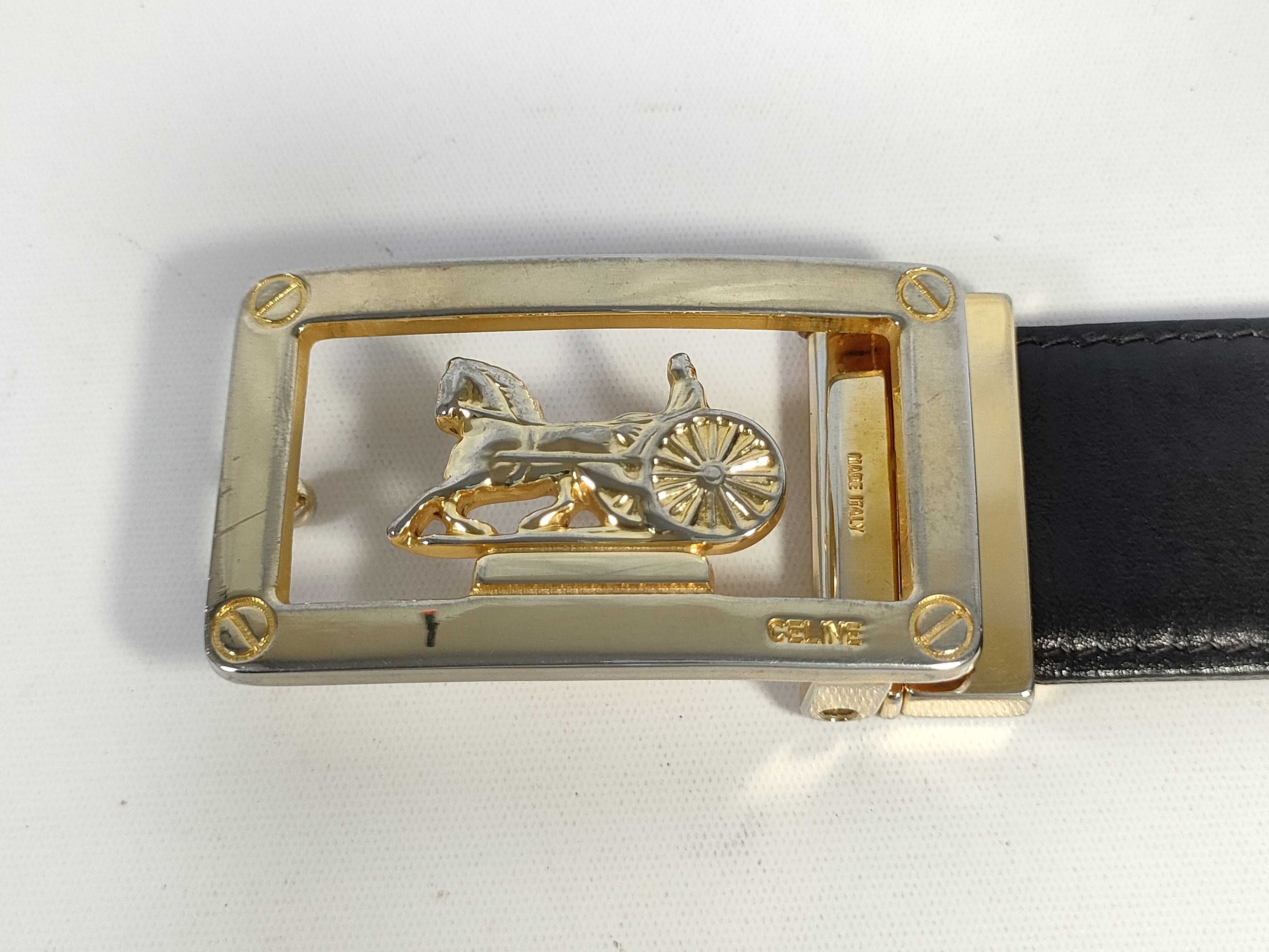 carriage buckle leather belt — view 4