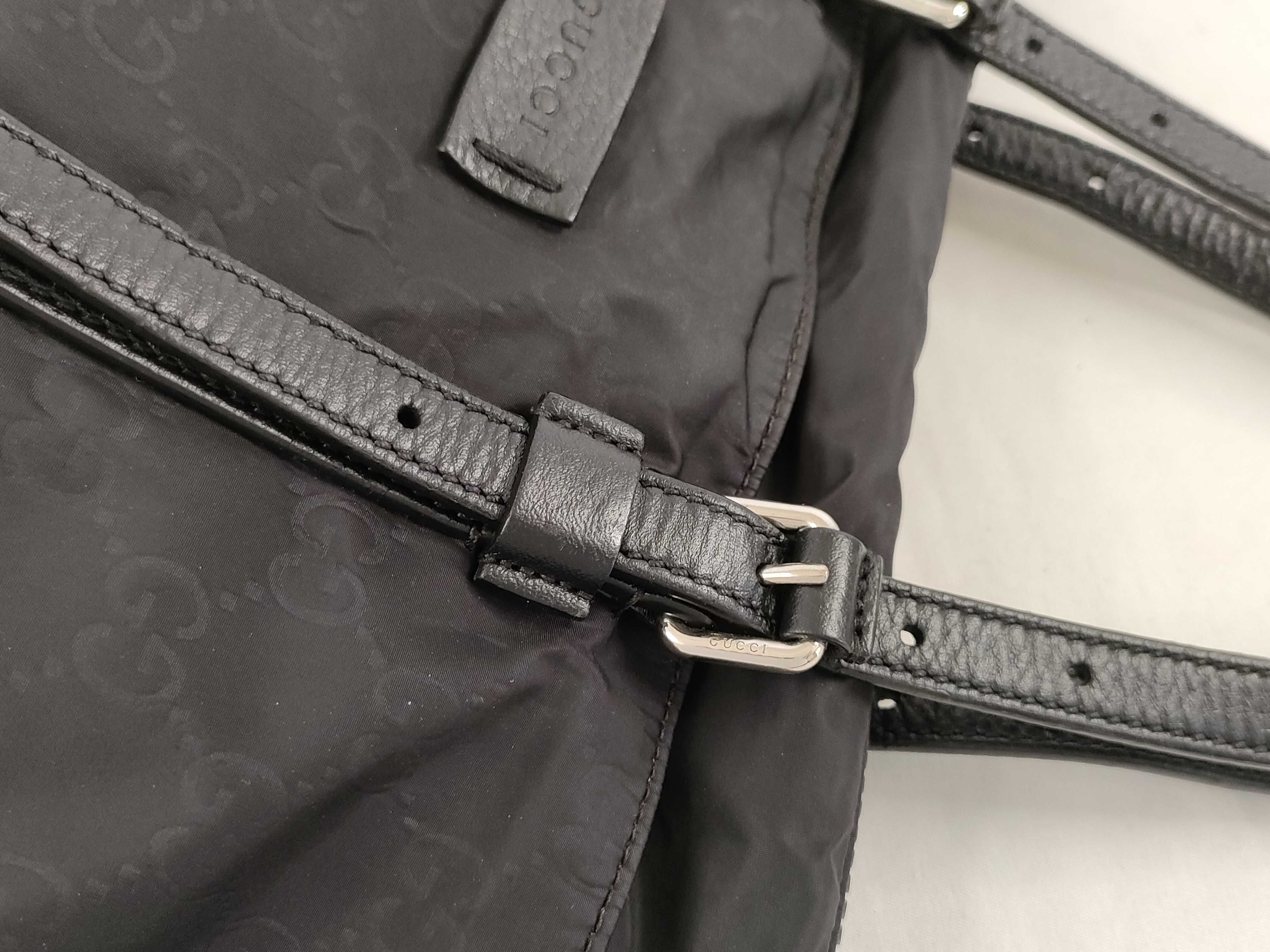 GG Gucci GG Nylon Leather Tote Bag Shoulder Bag Black Serial Tote Bag — view 5