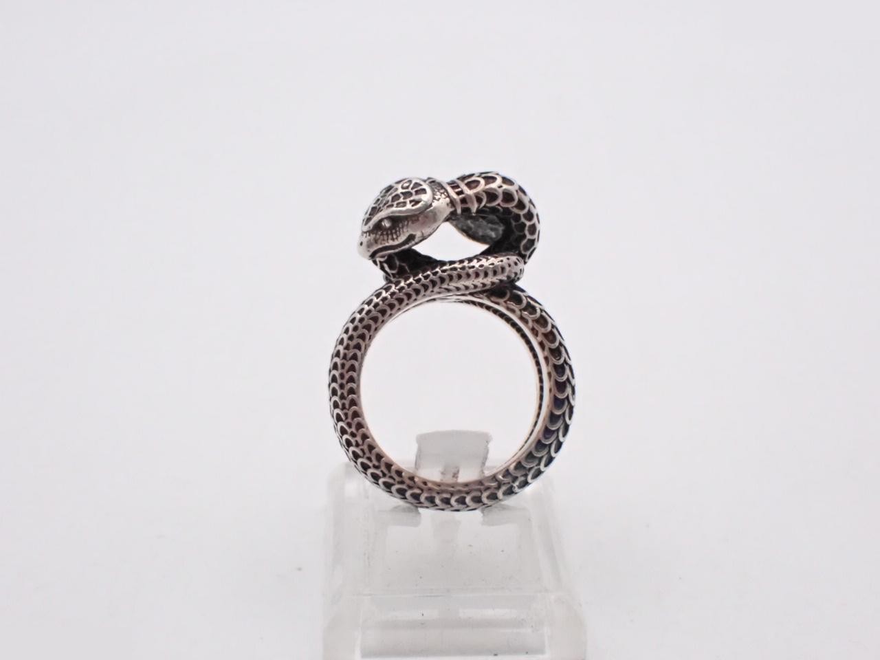 ring, Ag925, 20.6g, garden snake design, stamped "16", actual size #15 — view 3