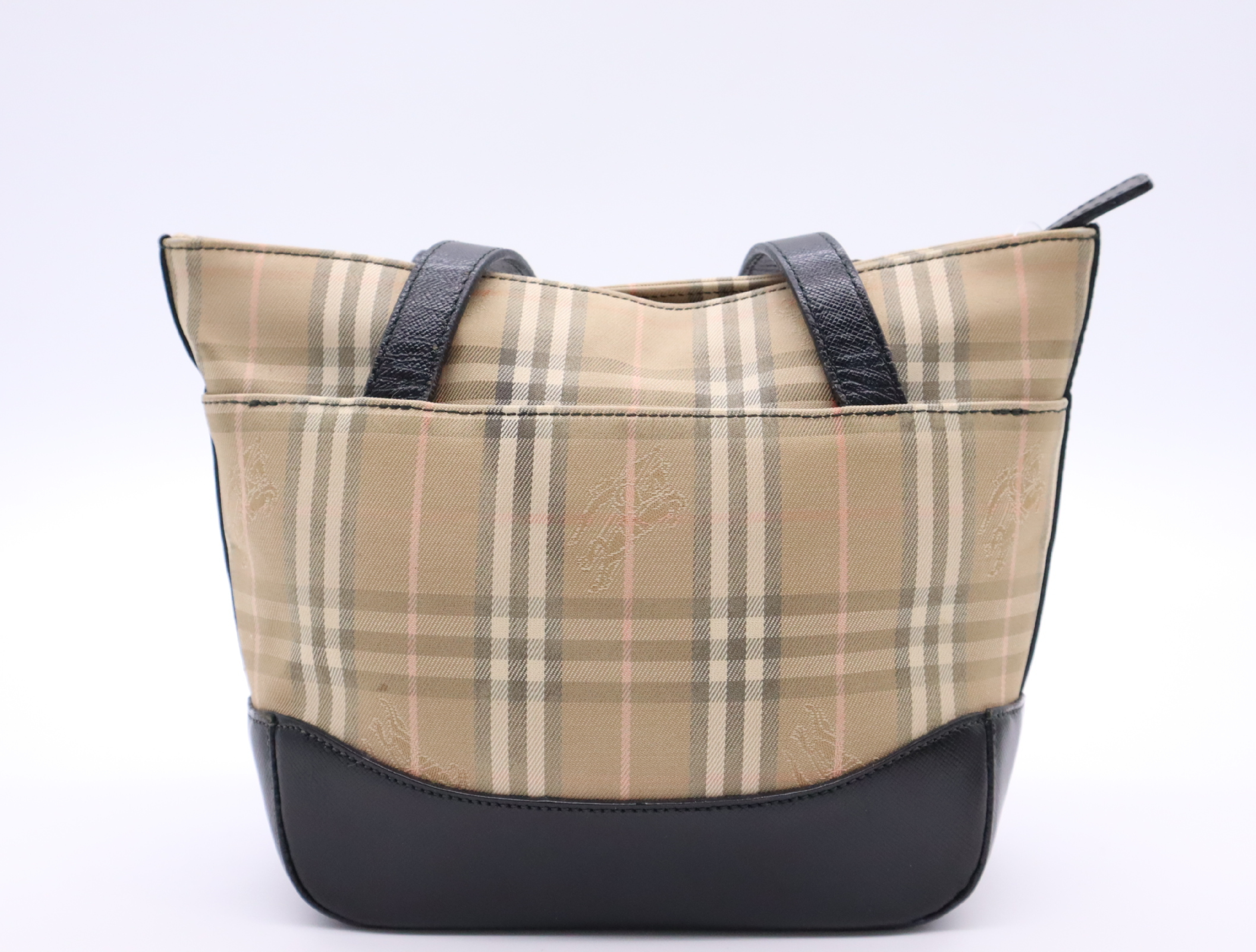 Canvas Nova Check Pattern Mini Handbag with Guarantee Card and Charm, Black Handbag — view 2