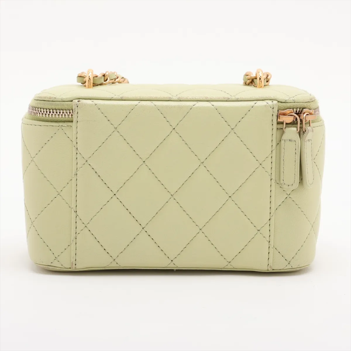Matelassé Lambskin Chain Shoulder Bag Vanity Case Green Gold Hardware KNEC64P5 Random Serial Number — view 2