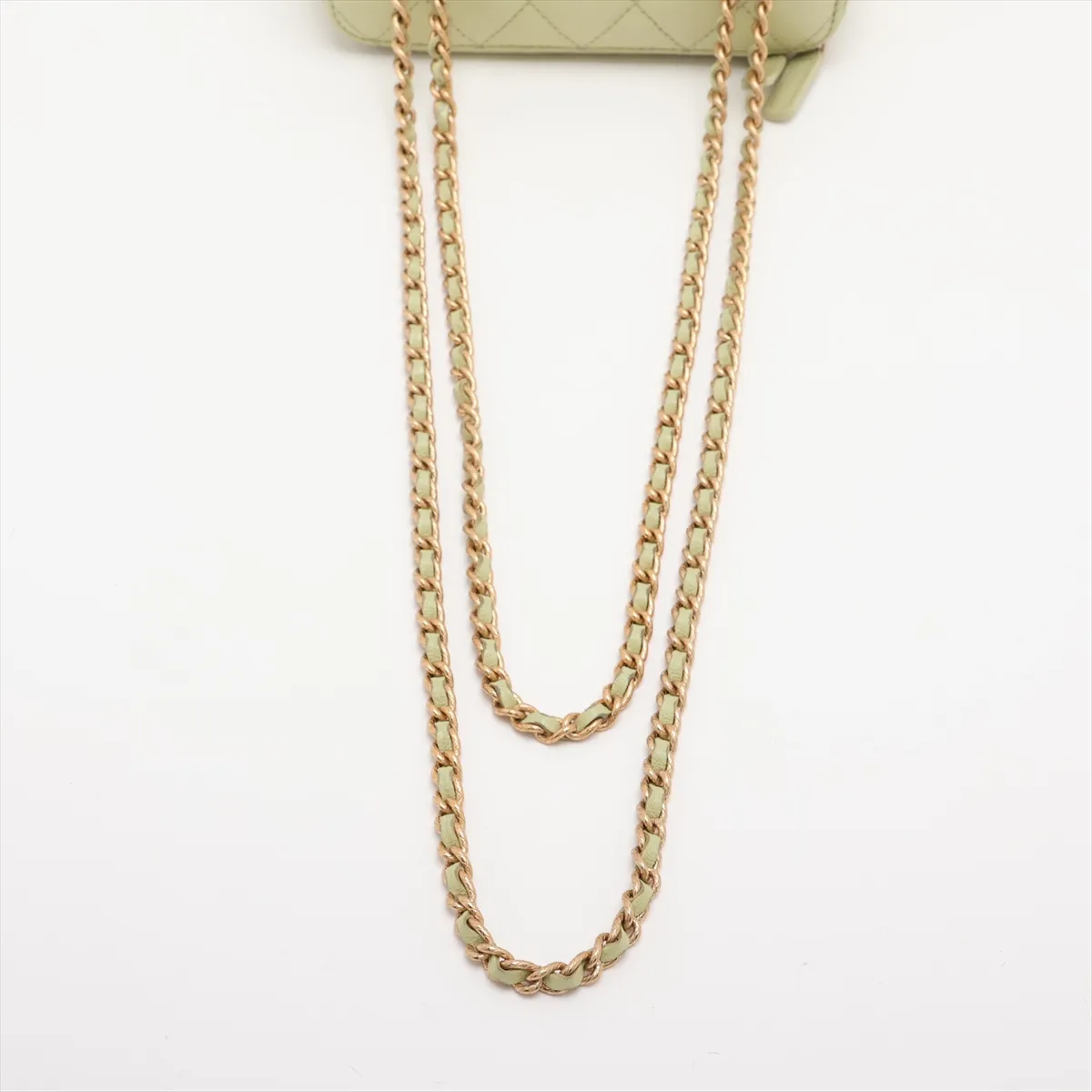 Matelassé Lambskin Chain Shoulder Bag Vanity Case Green Gold Hardware KNEC64P5 Random Serial Number — view 5