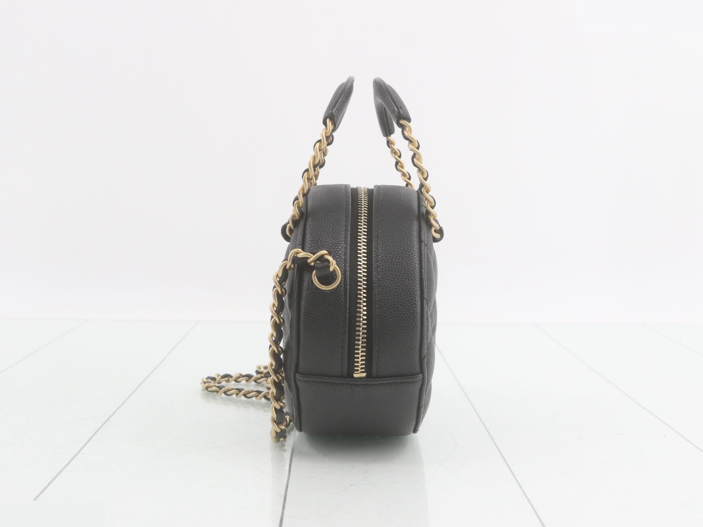 Caviar Skin Round 2-Way Handle Shoulder Bag — view 3