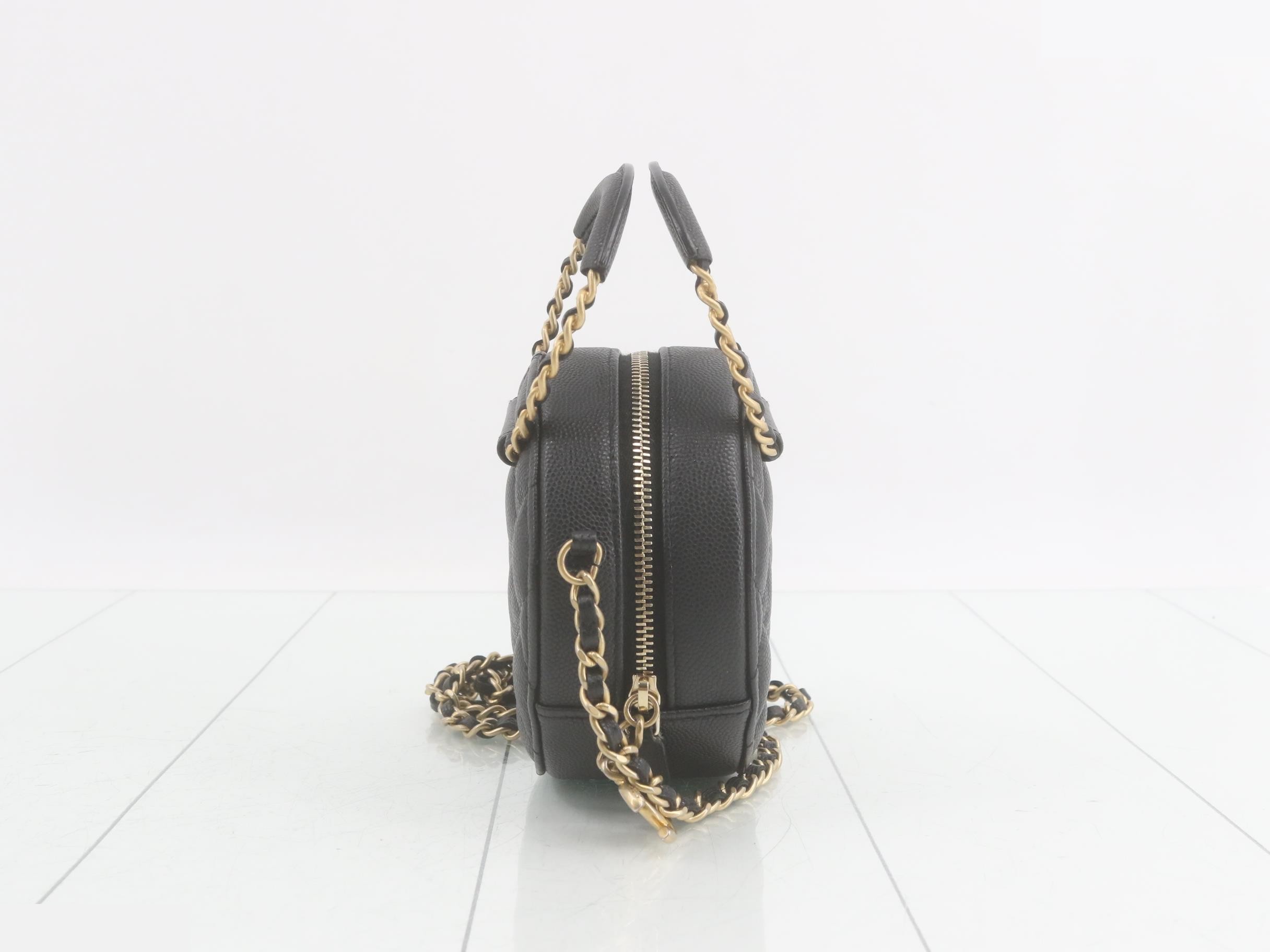 Caviar Skin Round 2-Way Handle Shoulder Bag — view 4