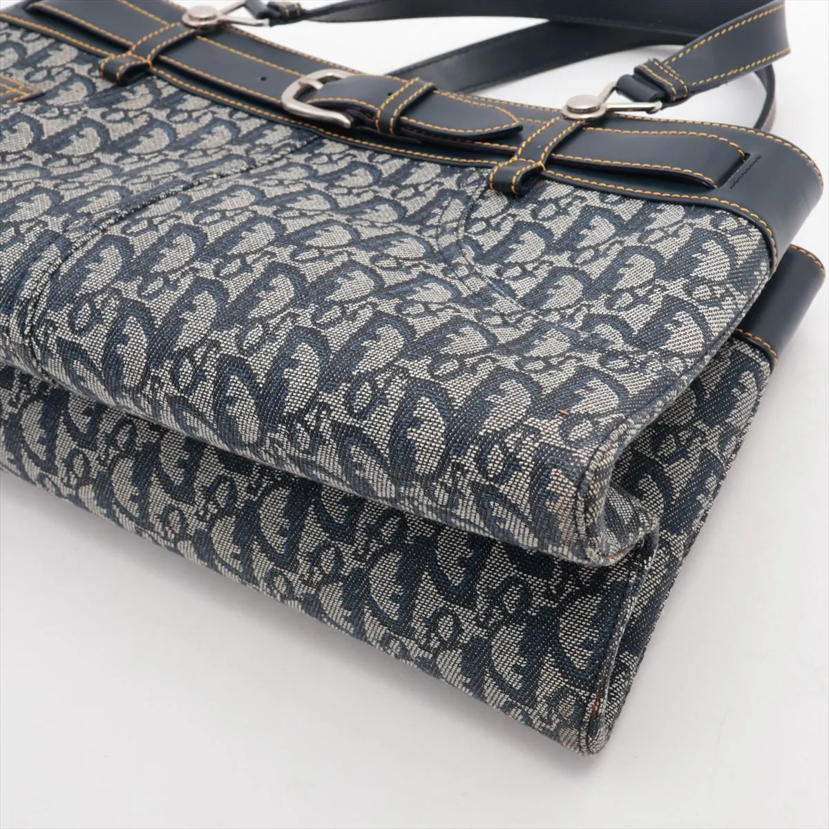 Trotter Canvas x Leather Handbag Navy — view 3