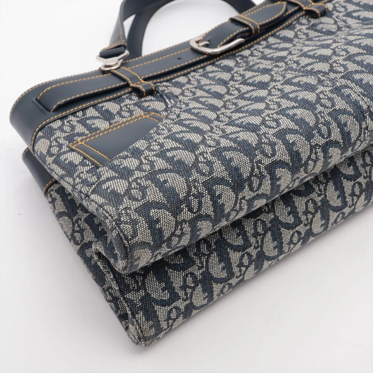 Trotter Canvas x Leather Handbag Navy — view 4