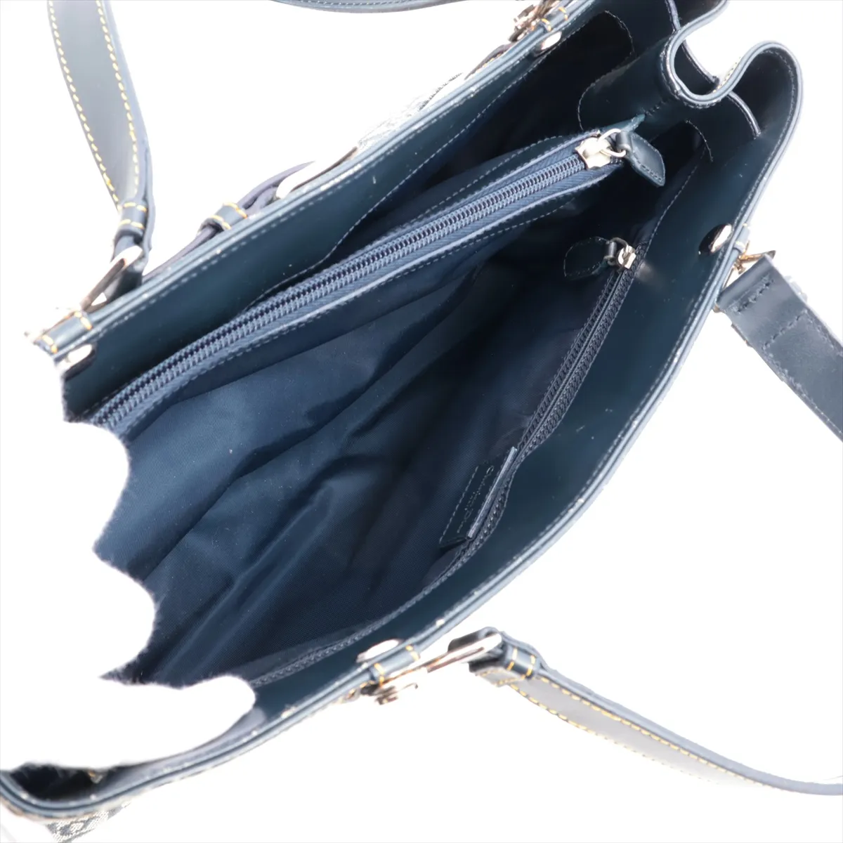 Trotter Canvas x Leather Handbag Navy — view 7