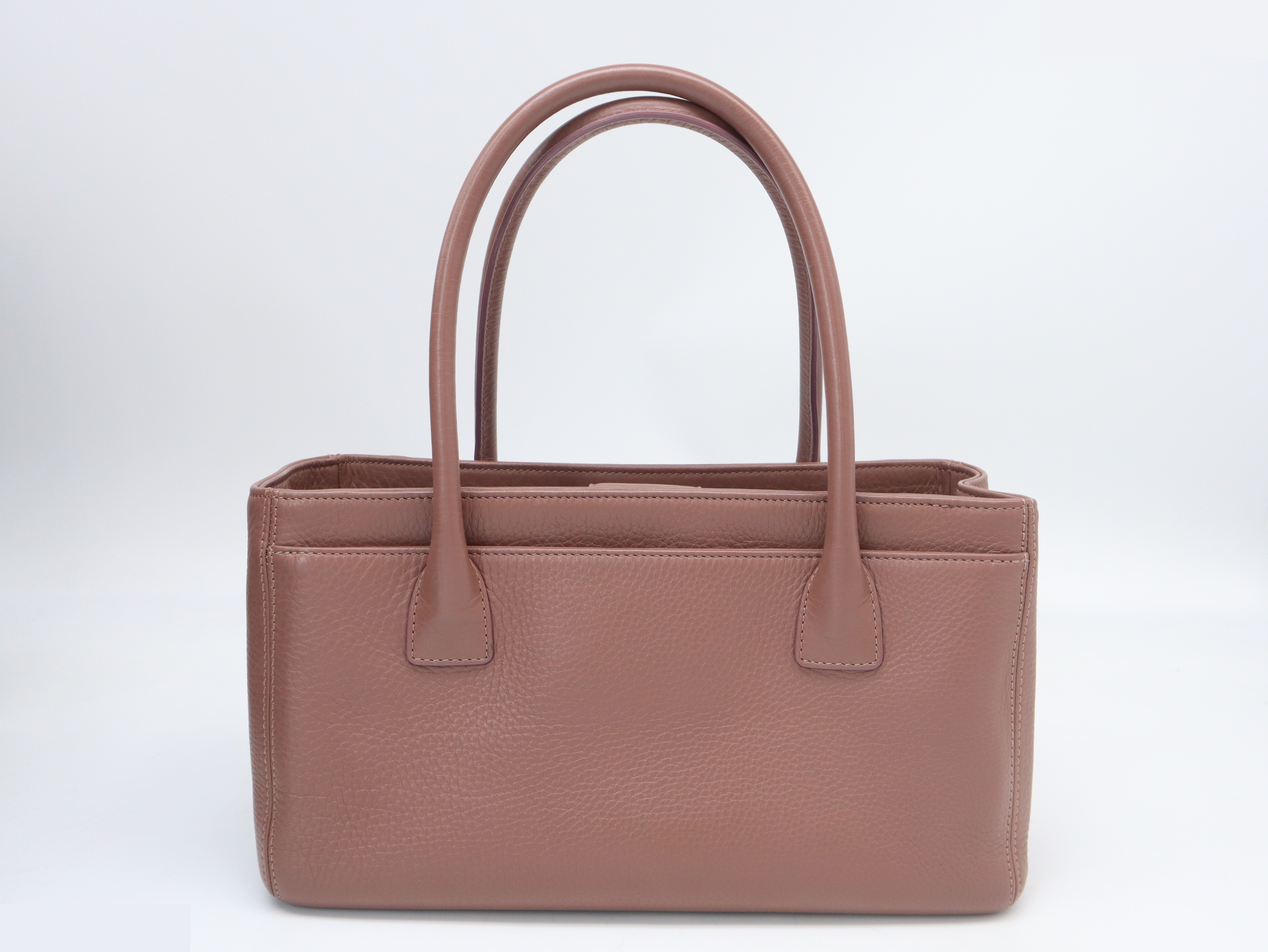 Executive Tote Bag, Leather, Silver Hardware, Brown — view 2