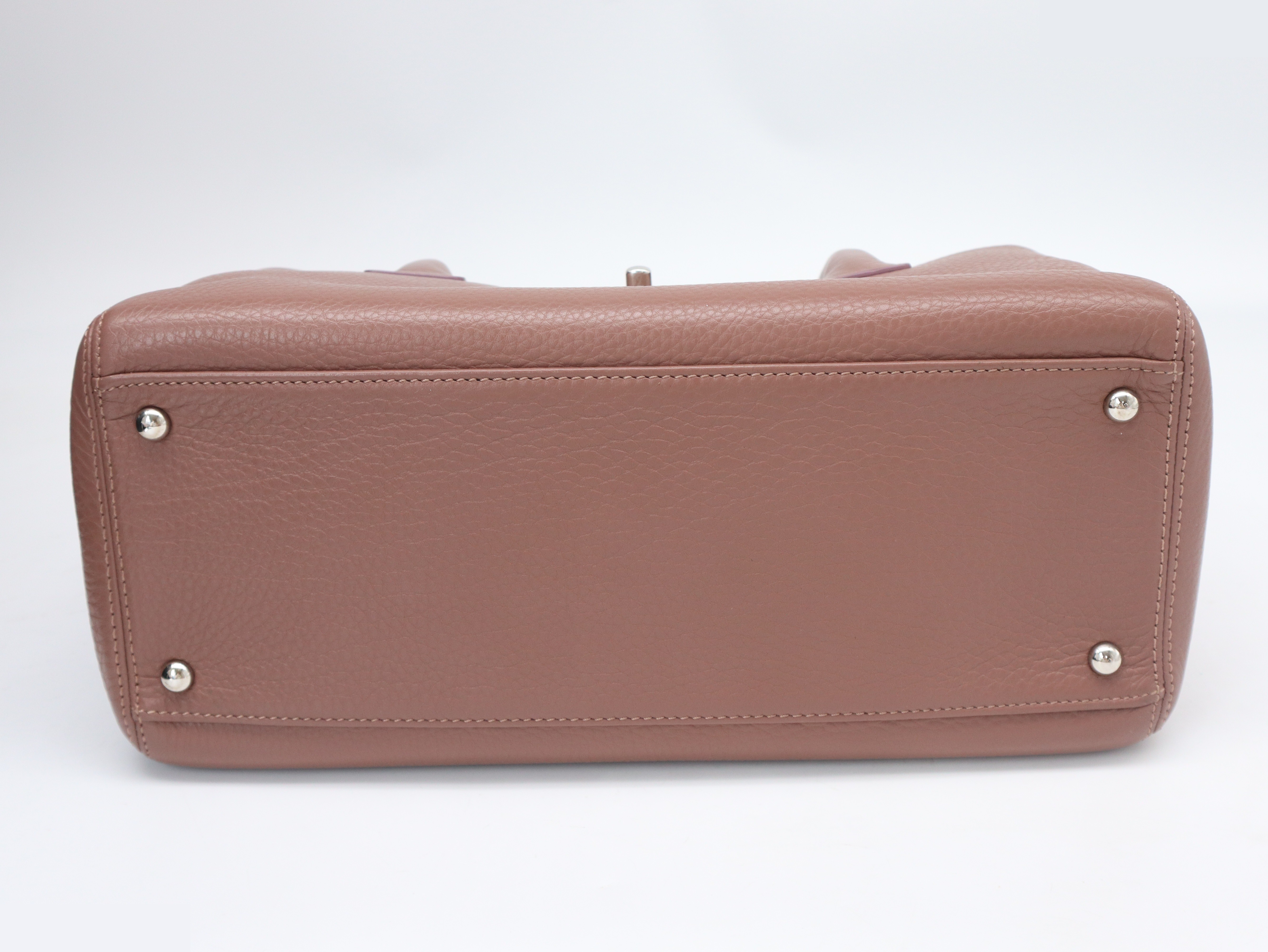Executive Tote Bag, Leather, Silver Hardware, Brown — view 5