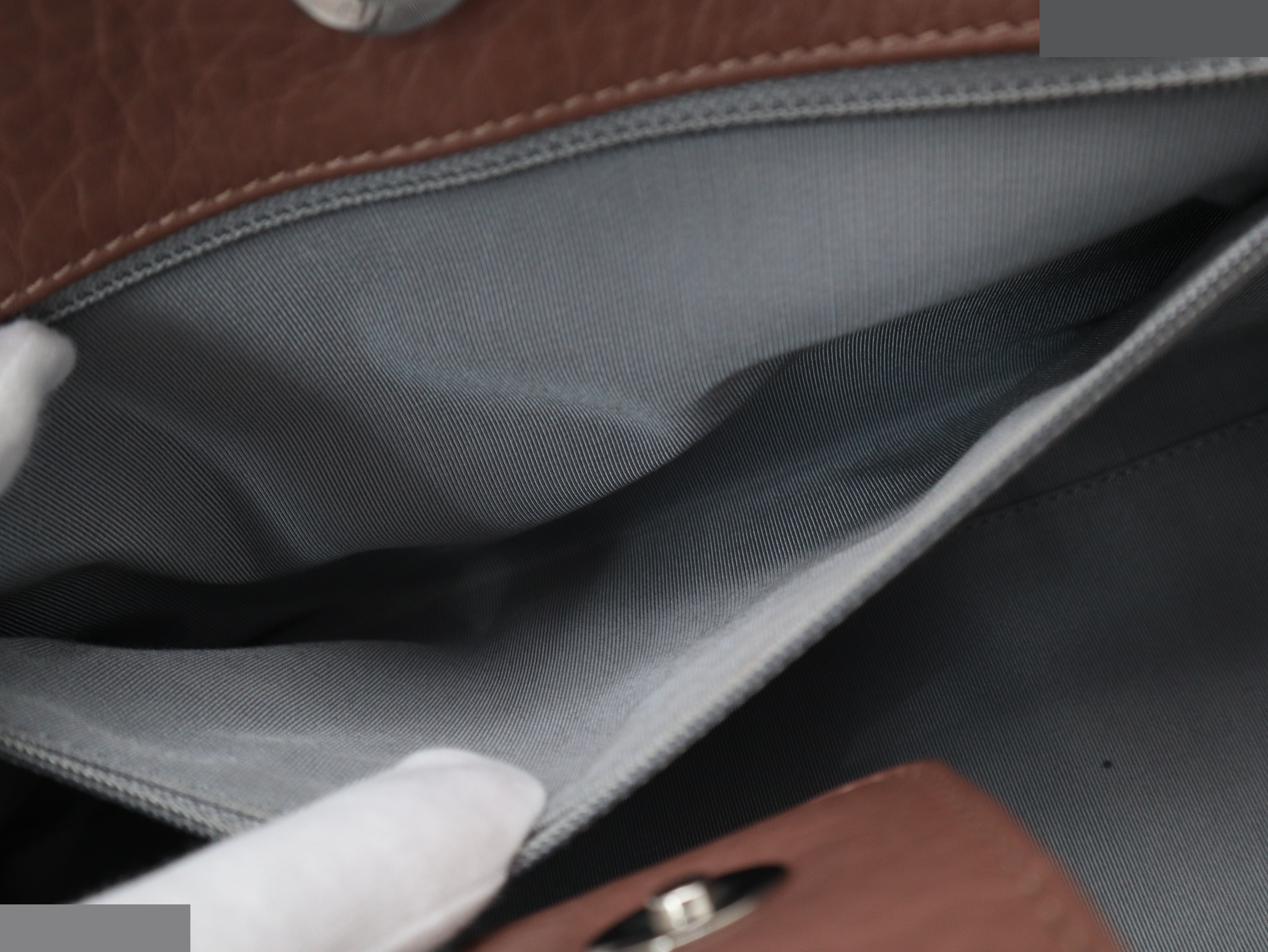 Executive Tote Bag, Leather, Silver Hardware, Brown — view 8