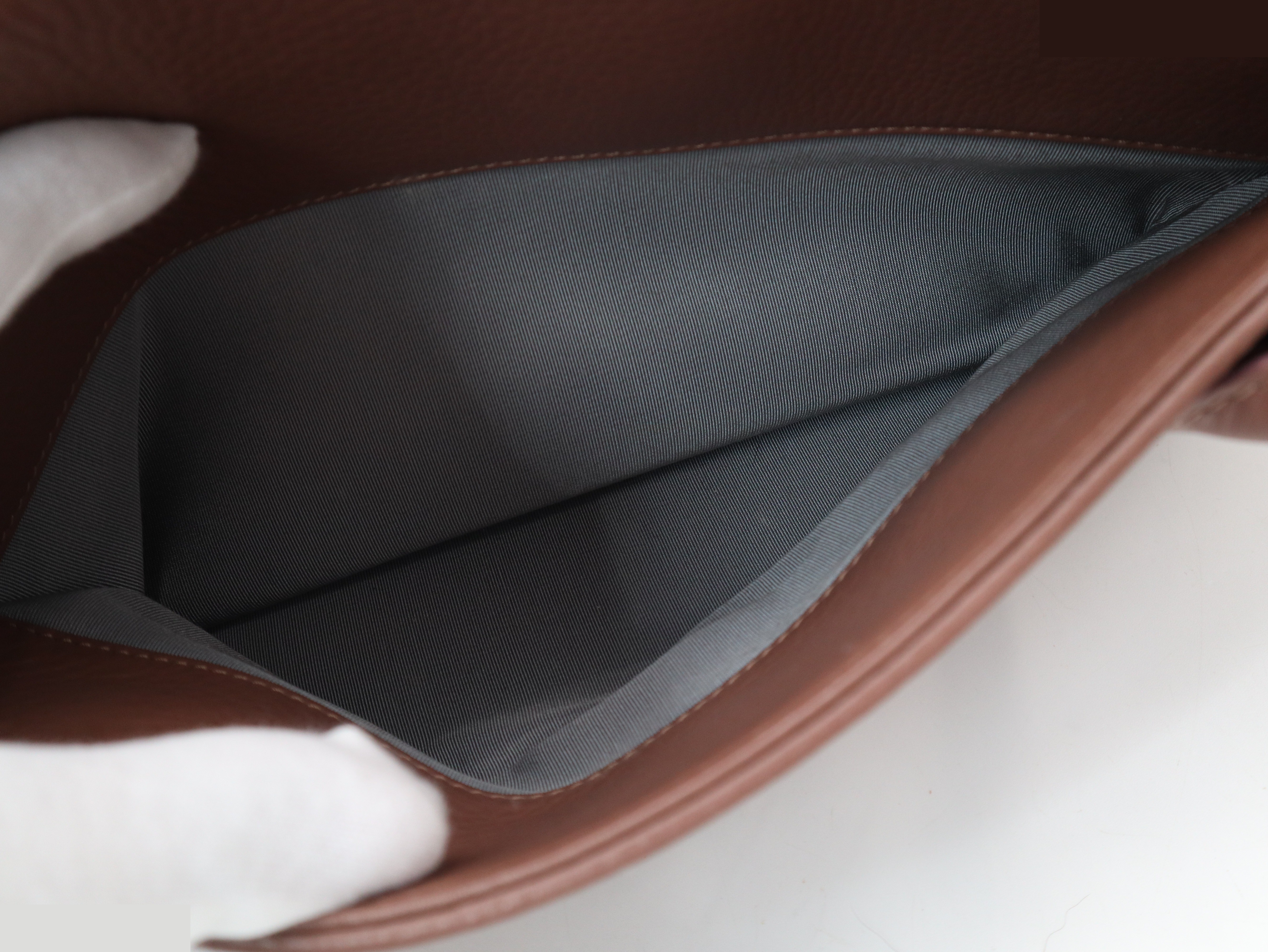 Executive Tote Bag, Leather, Silver Hardware, Brown — view 10