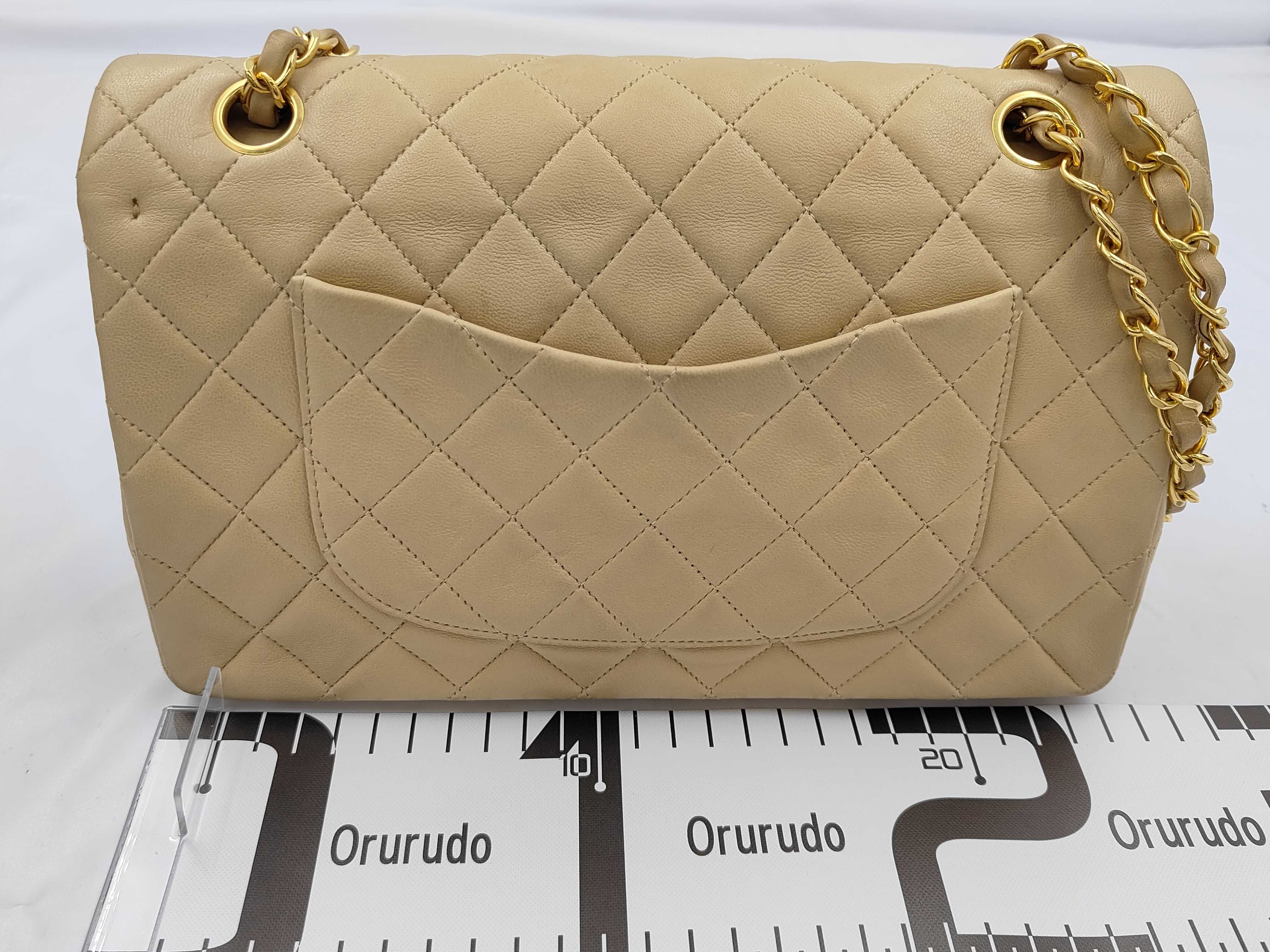 Matelassé Double Flap Beige Shoulder Bag — view 2