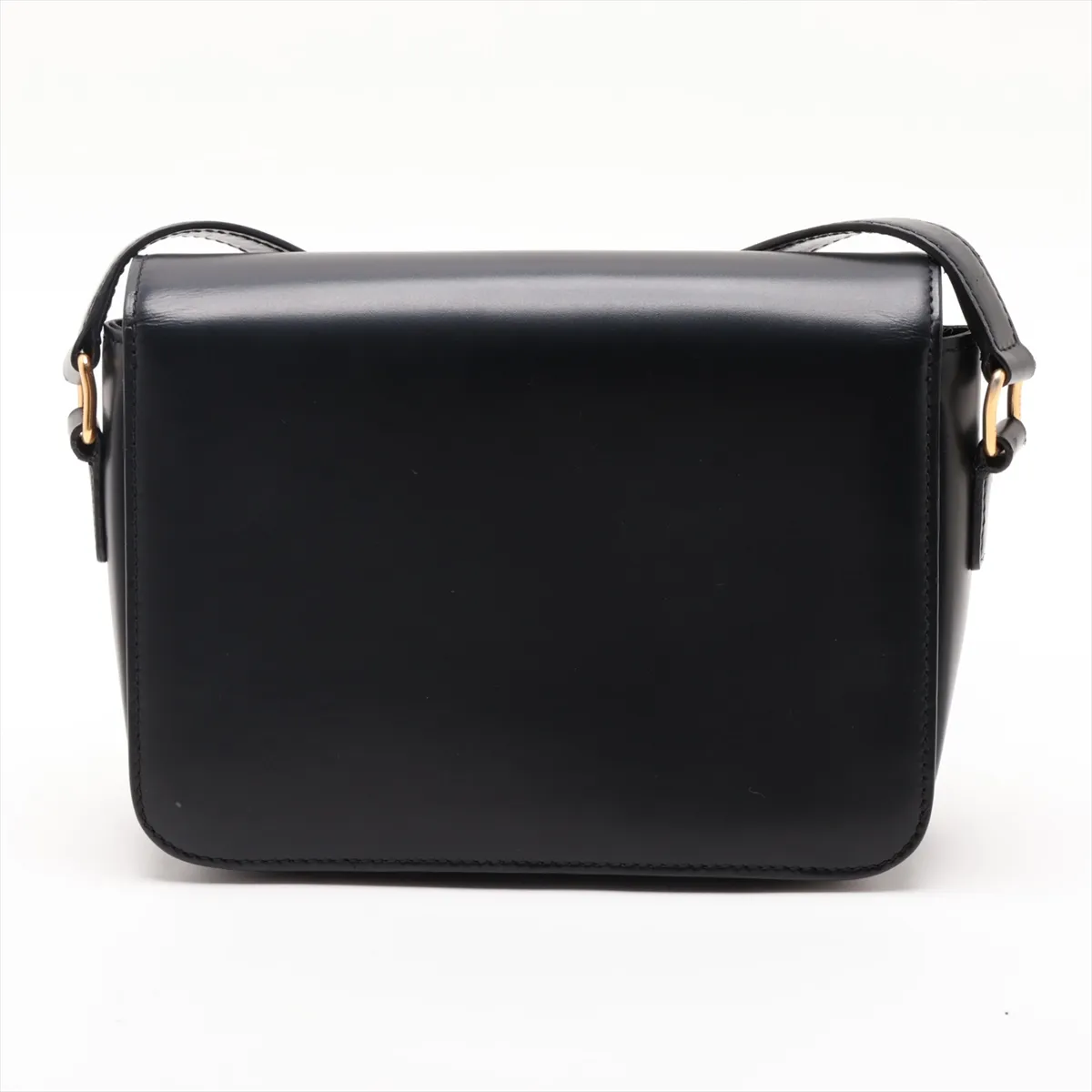 Triomphe Teen Leather Shoulder Bag, Black — view 2