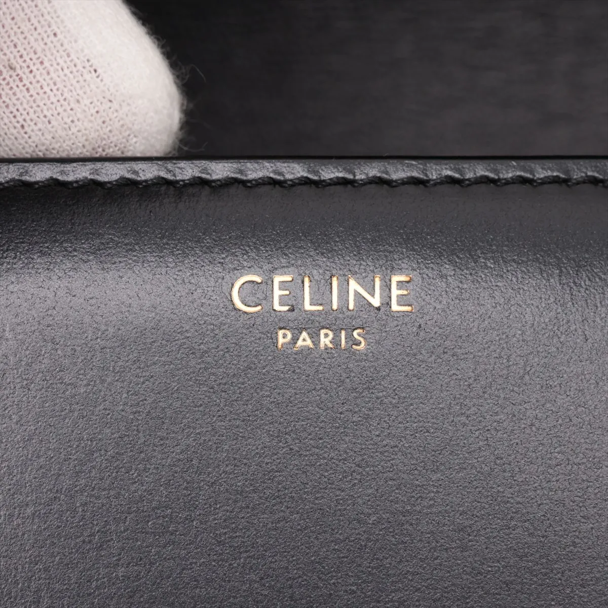 Triomphe Teen Leather Shoulder Bag, Black — view 11