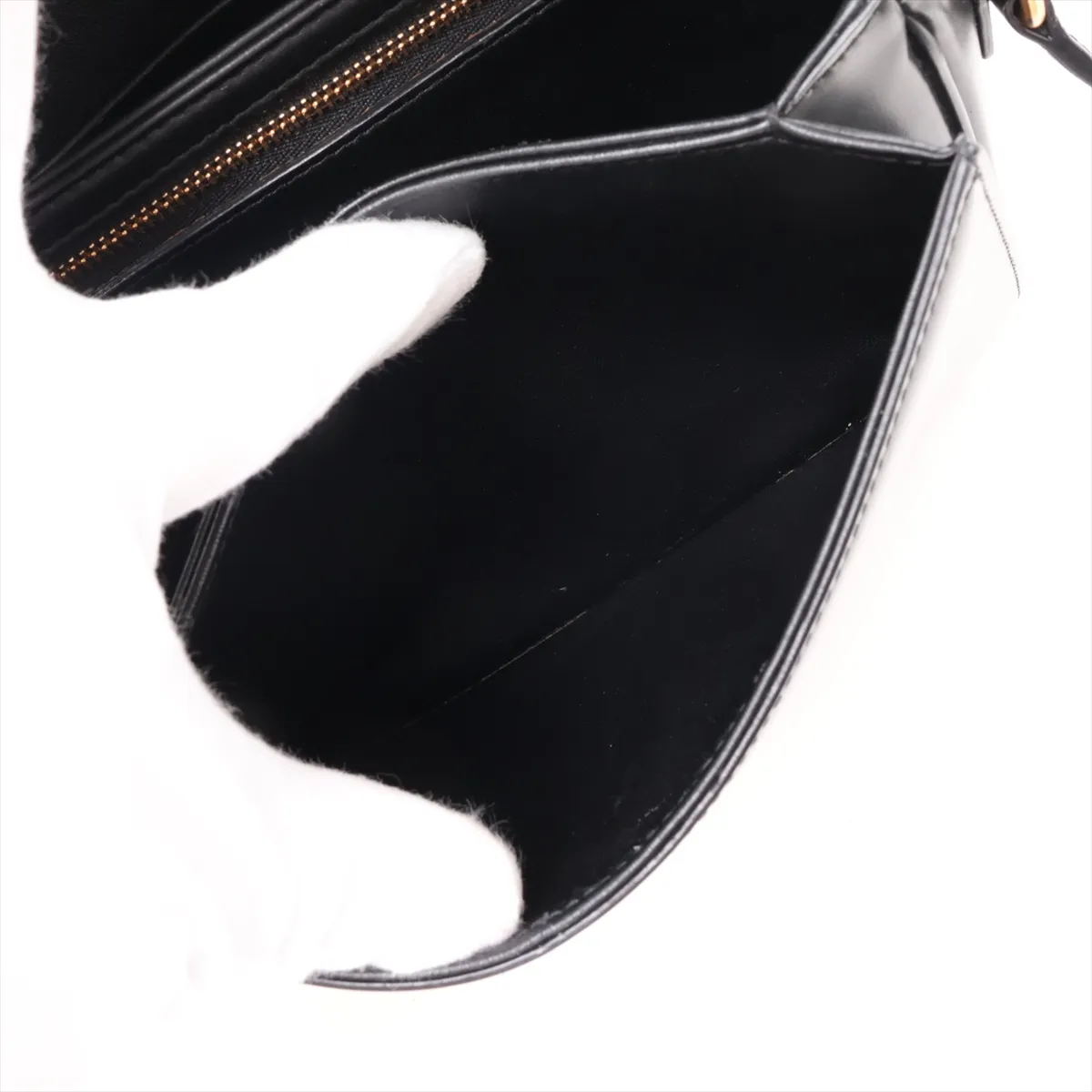 Triomphe Teen Leather Shoulder Bag, Black — view 7