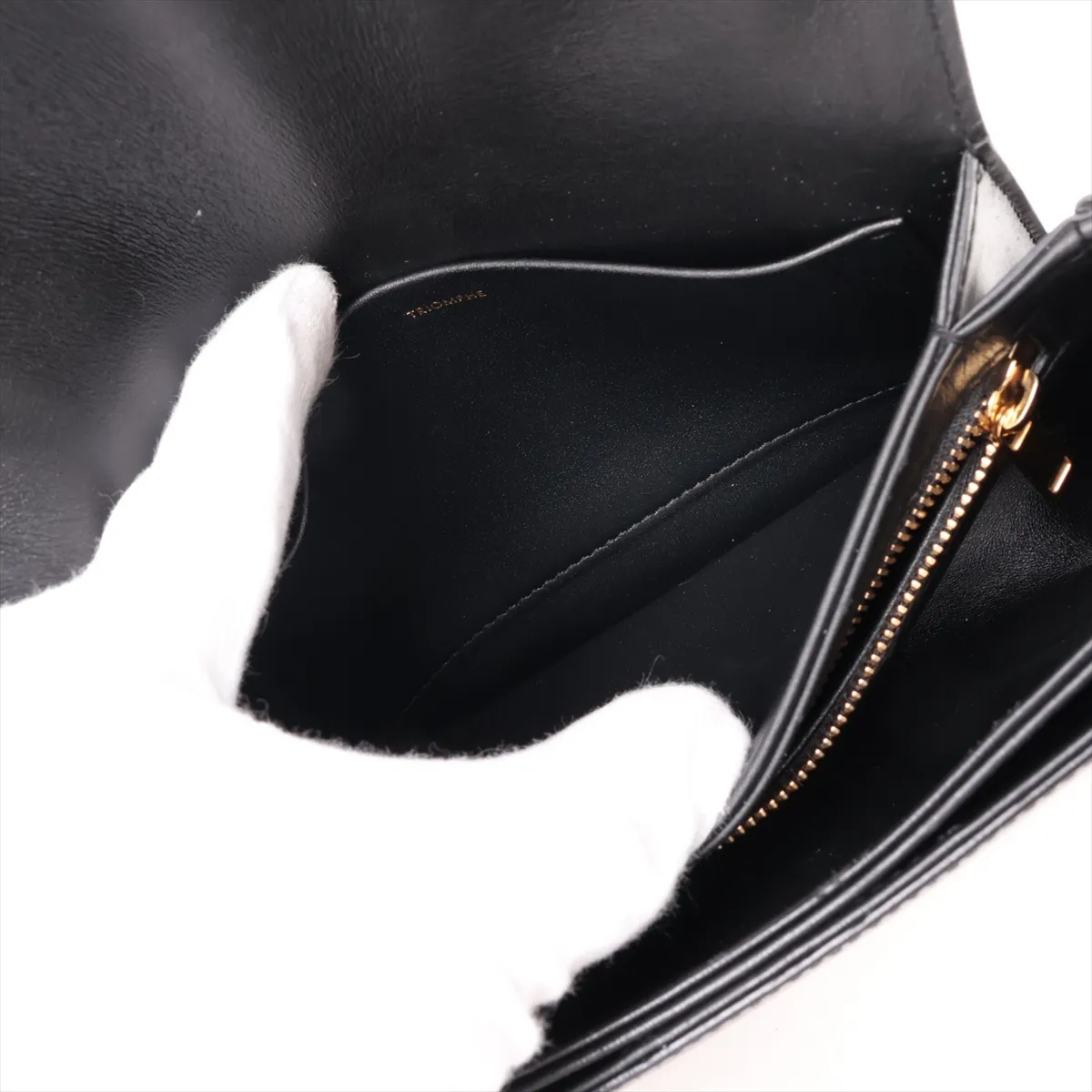Triomphe Teen Leather Shoulder Bag, Black — view 9