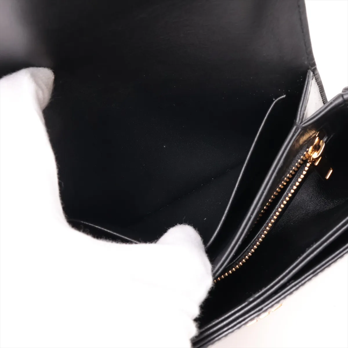 Triomphe Teen Leather Shoulder Bag, Black — view 10