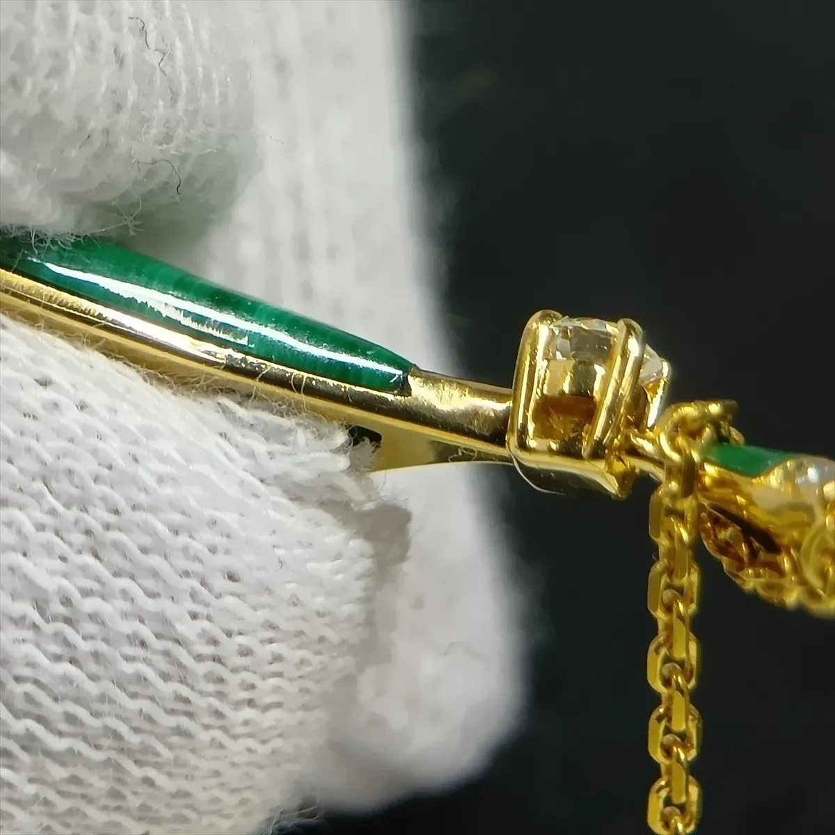 Diva's Dream Malachite Diamond Necklace 750 (YG) 7.5g S7K6M2 Malachite chip, — view 7