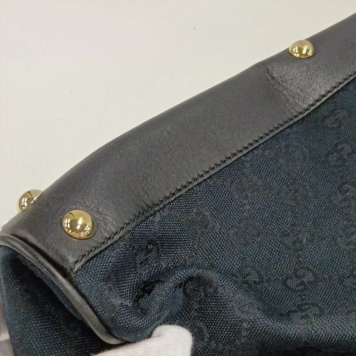 GG Canvas 169971 Canvas x Leather Handbag Black — view 14