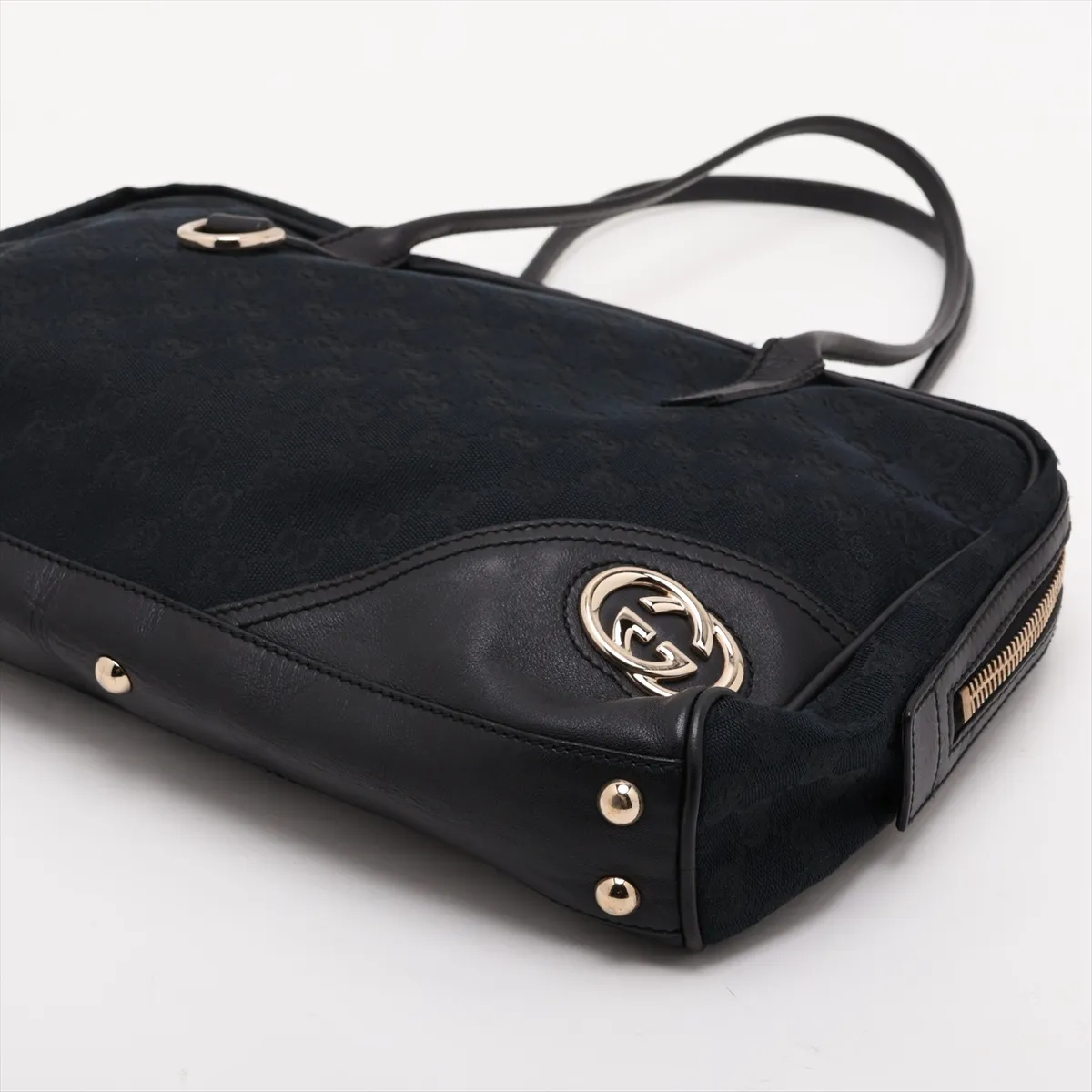 GG Canvas 169971 Canvas x Leather Handbag Black — view 3