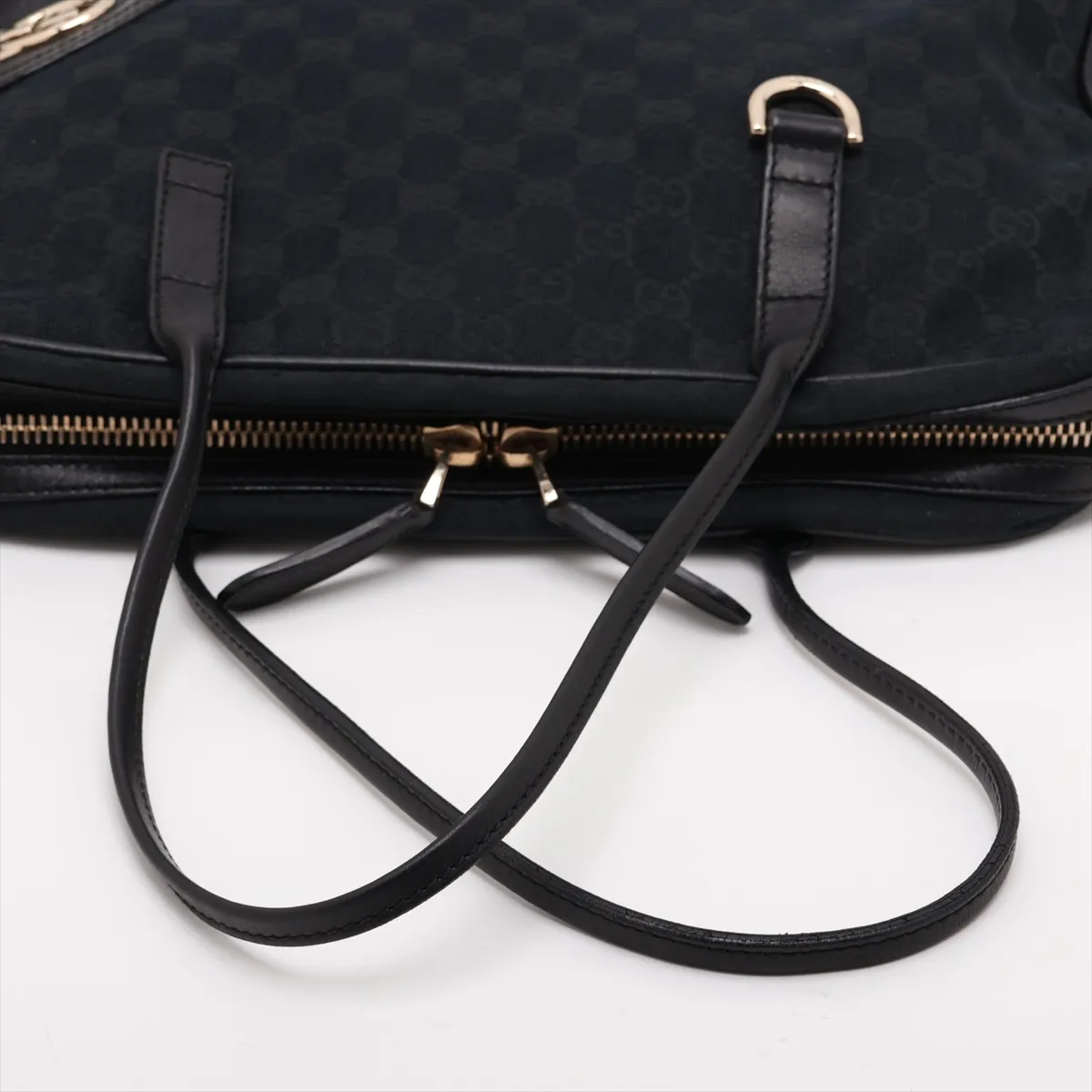 GG Canvas 169971 Canvas x Leather Handbag Black — view 5