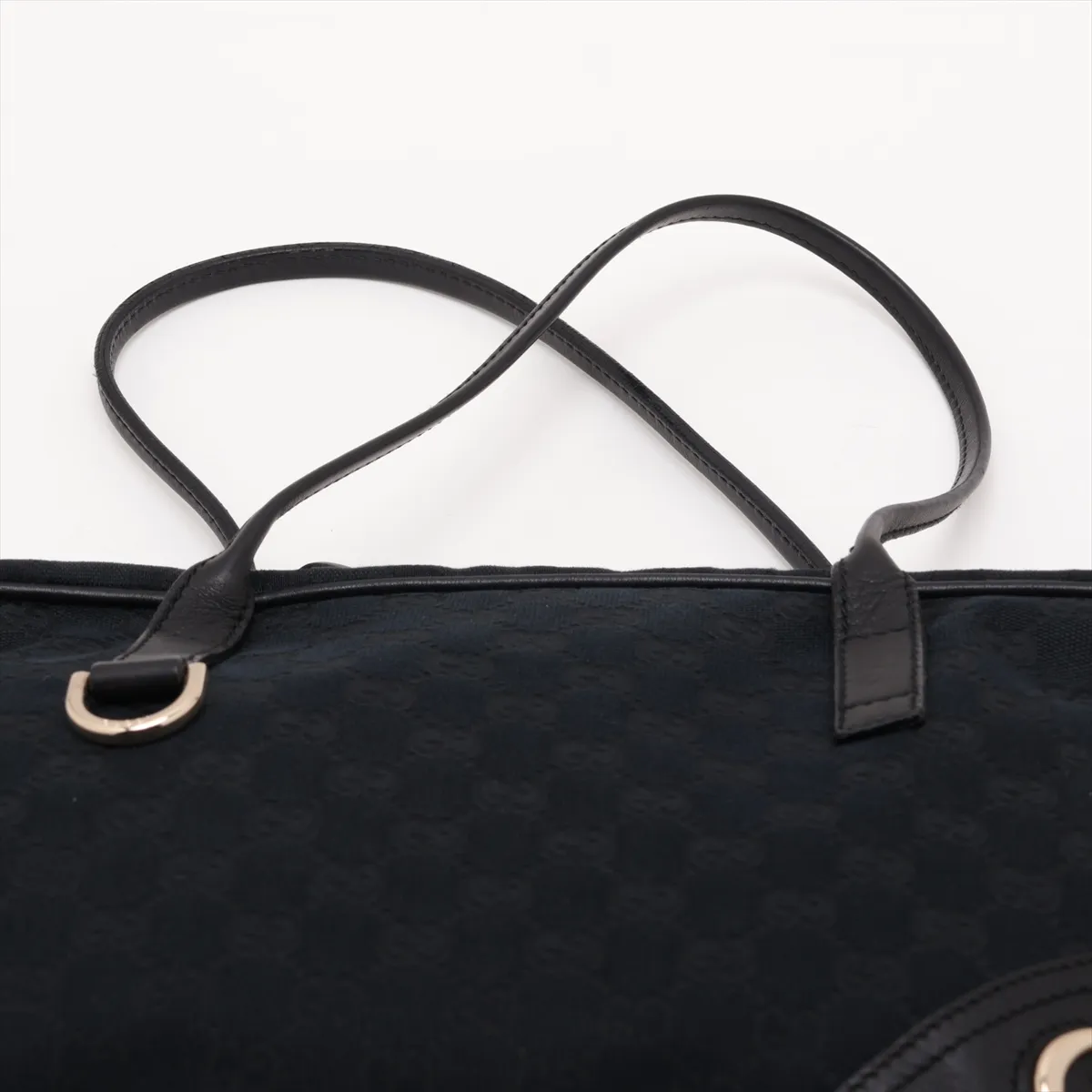 GG Canvas 169971 Canvas x Leather Handbag Black — view 6
