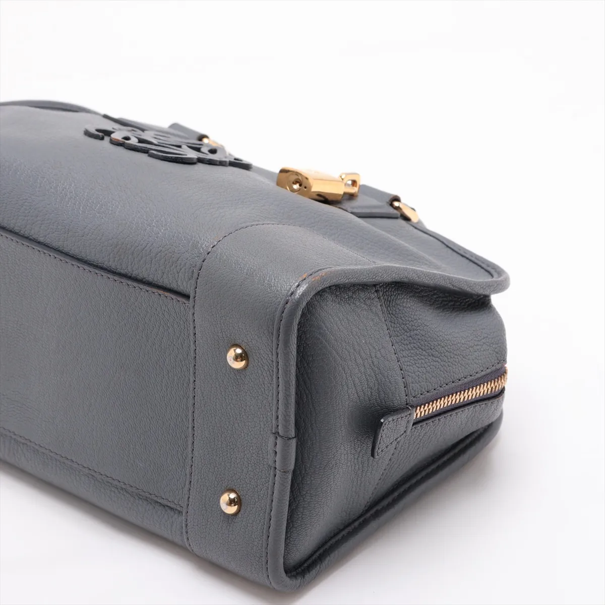 Amazona 28 Leather Handbag, Gray — view 3